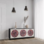 BROWN CIRCLES 3-Door Sideboard in Black Finish