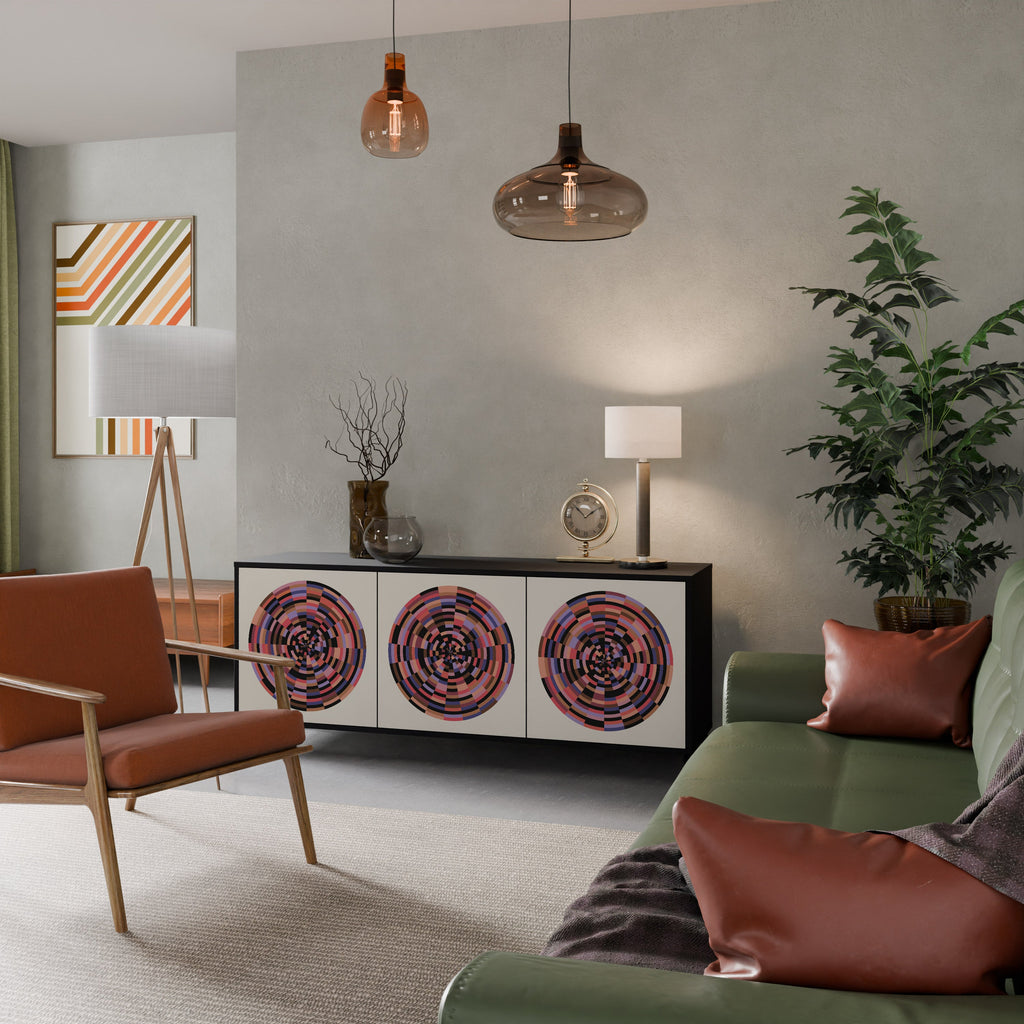 BROWN CIRCLES 3-türiges Sideboard in schwarzem Finish
