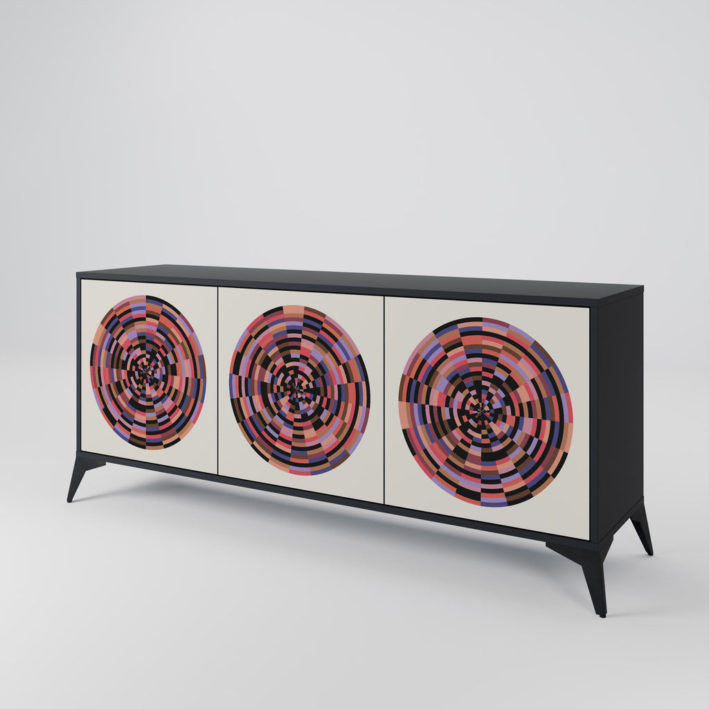 BROWN CIRCLES 3-türiges Sideboard in schwarzem Finish