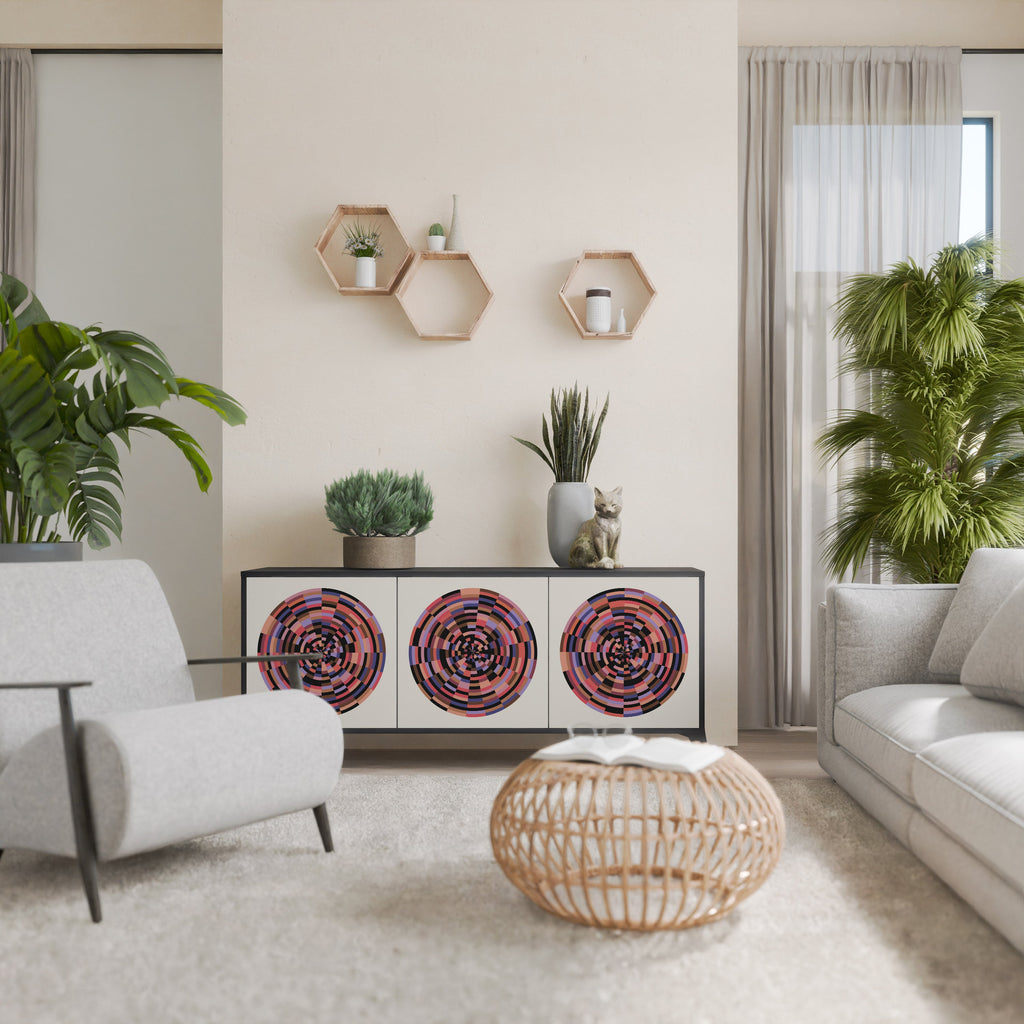 BROWN CIRCLES 3-türiges Sideboard in schwarzem Finish