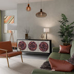 BROWN CIRCLES 3-Door Sideboard in Black Finish