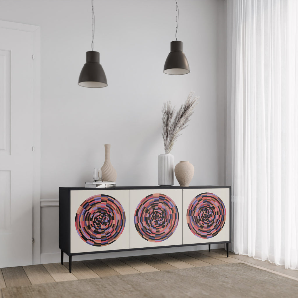 BROWN CIRCLES 3-türiges Sideboard in schwarzem Finish