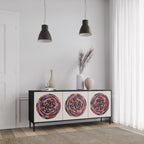 BROWN CIRCLES 3-Door Sideboard in Black Finish