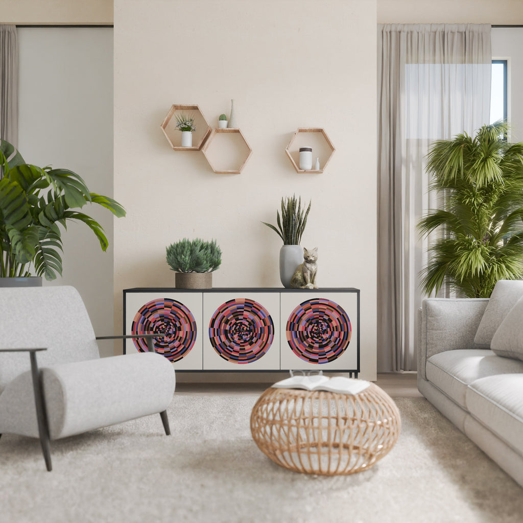 BROWN CIRCLES 3-türiges Sideboard in schwarzem Finish