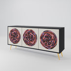 BROWN CIRCLES 3-Door Sideboard in Black Finish