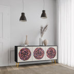 BROWN CIRCLES 3-Door Sideboard in Black Finish