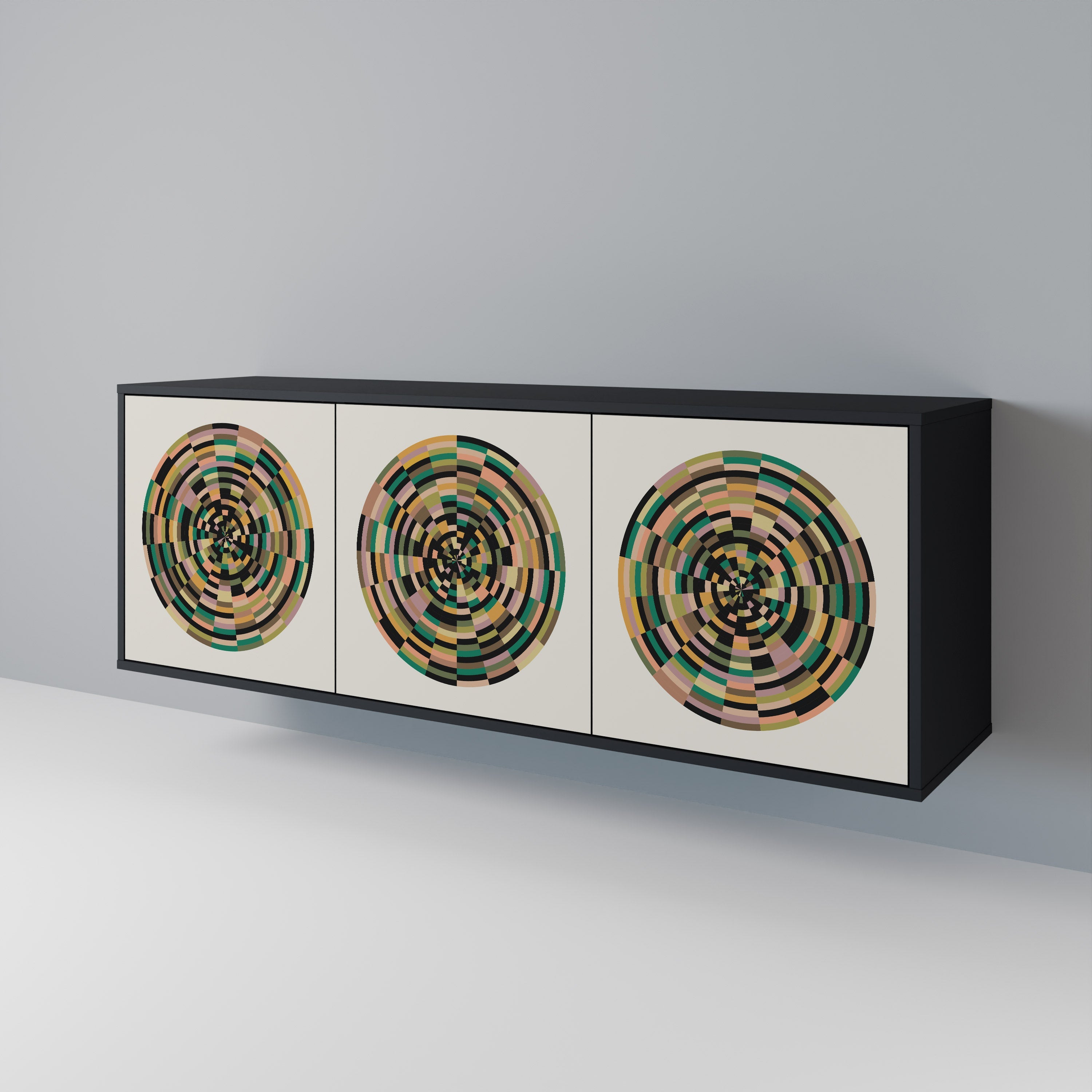 GREEN CIRCLES 3-türiges Sideboard in Schwarz