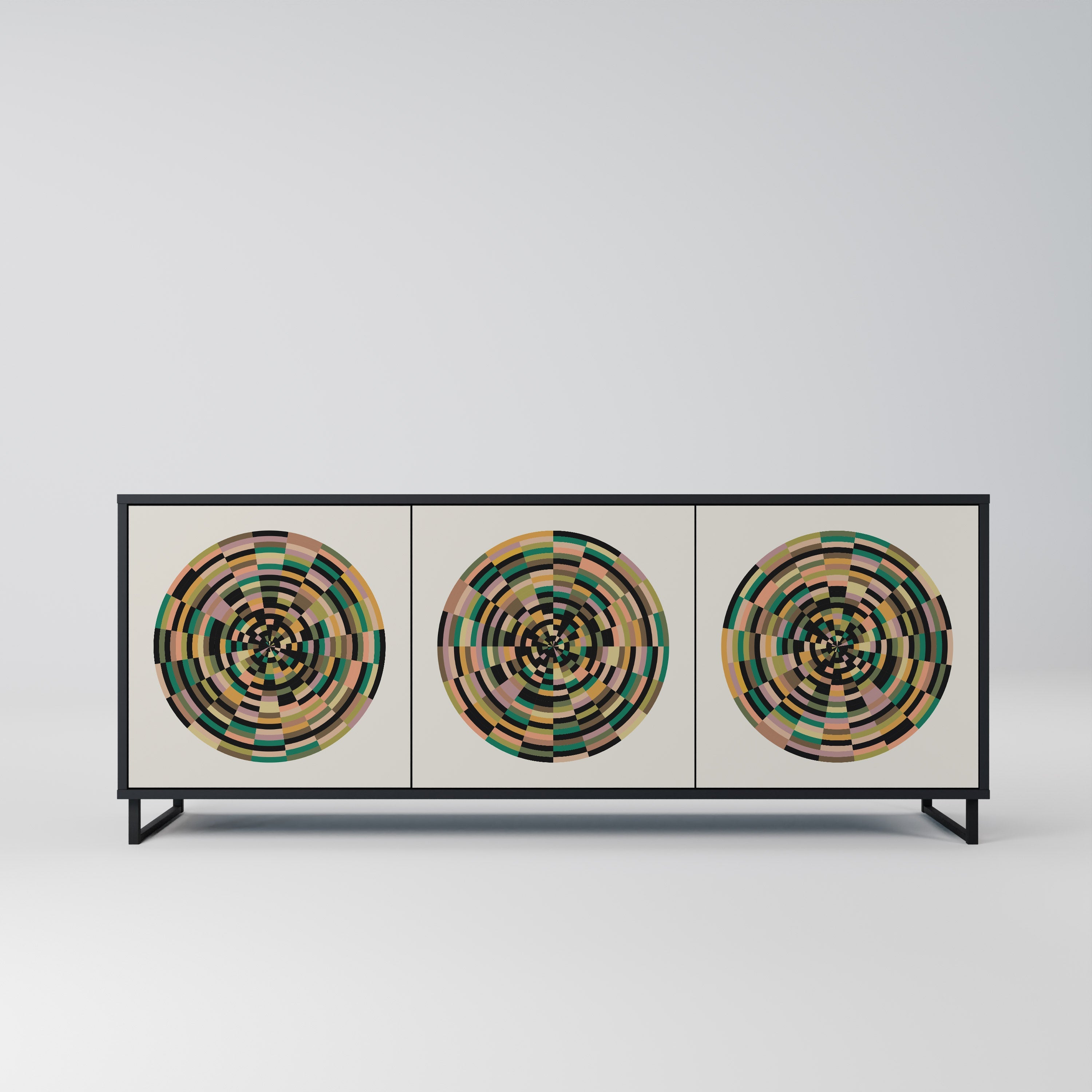 GREEN CIRCLES 3-türiges Sideboard in Schwarz