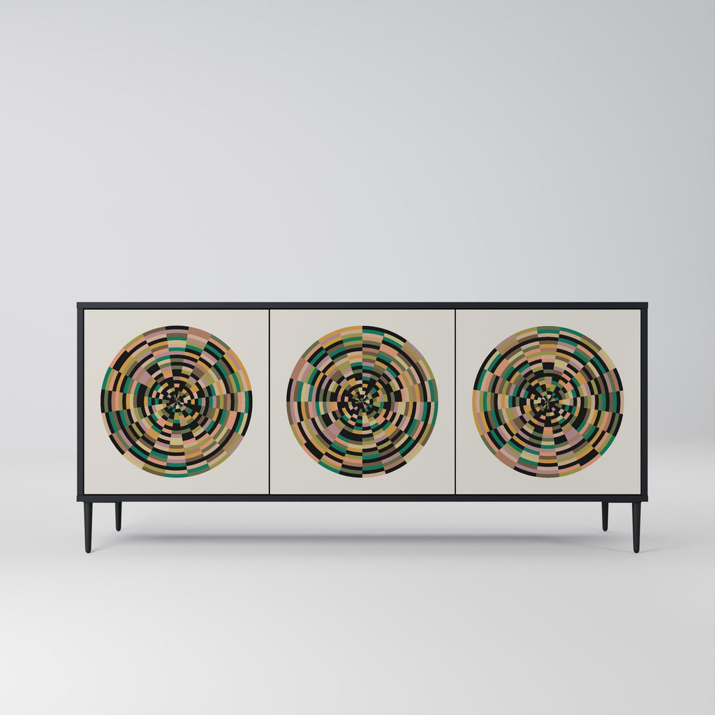 GREEN CIRCLES 3-türiges Sideboard in Schwarz