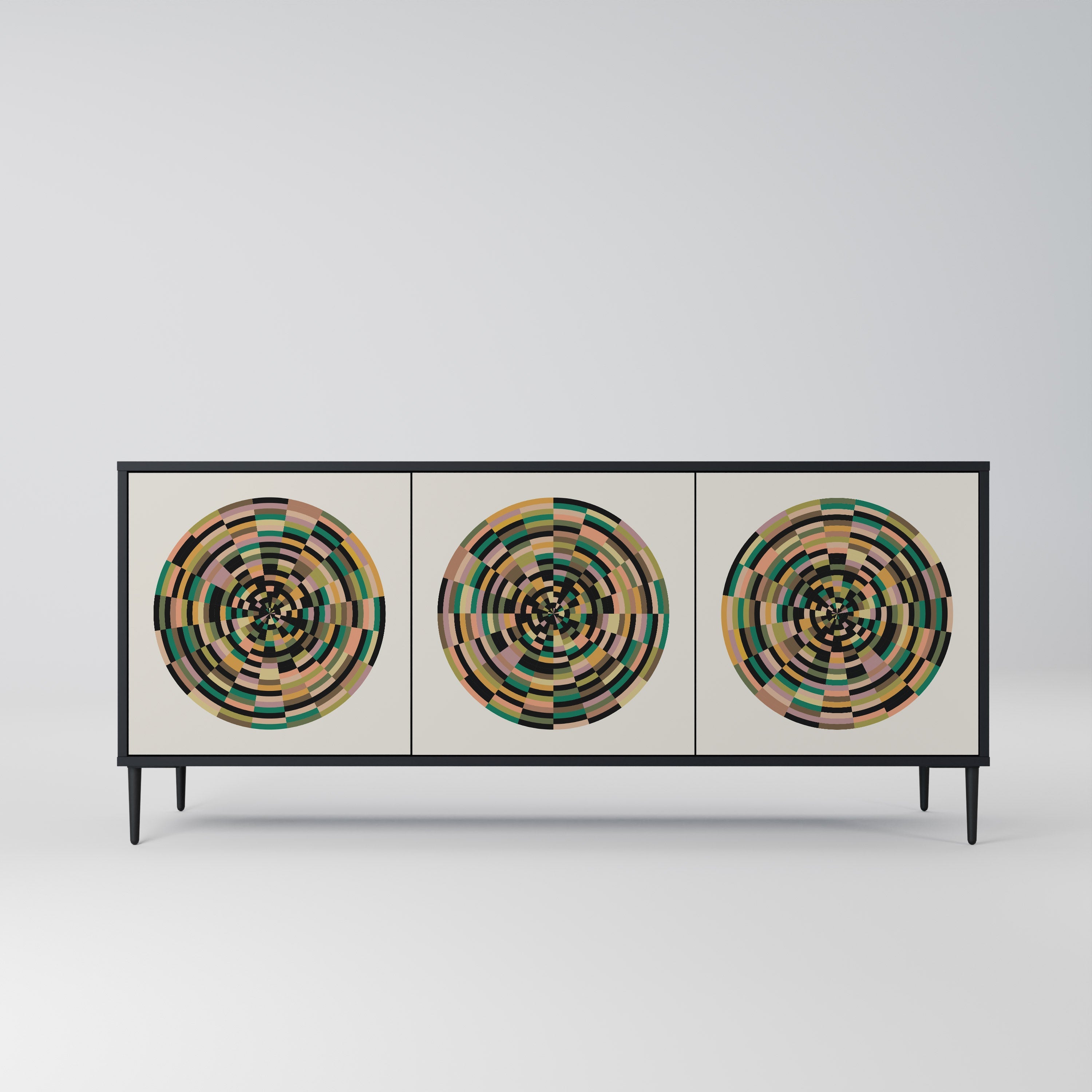 GREEN CIRCLES 3-türiges Sideboard in Schwarz