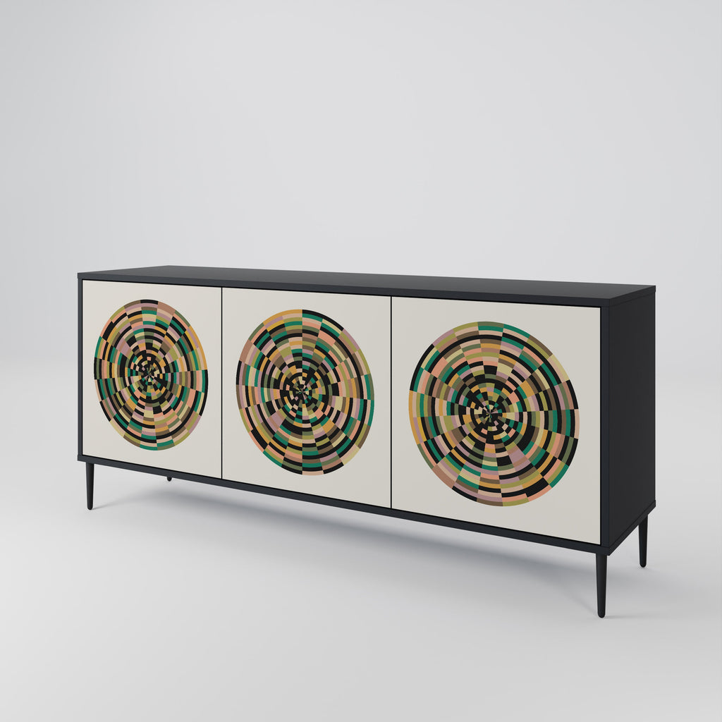 GREEN CIRCLES 3-türiges Sideboard in Schwarz