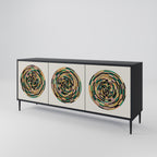 GREEN CIRCLES 3-Door Sideboard in Black Finish