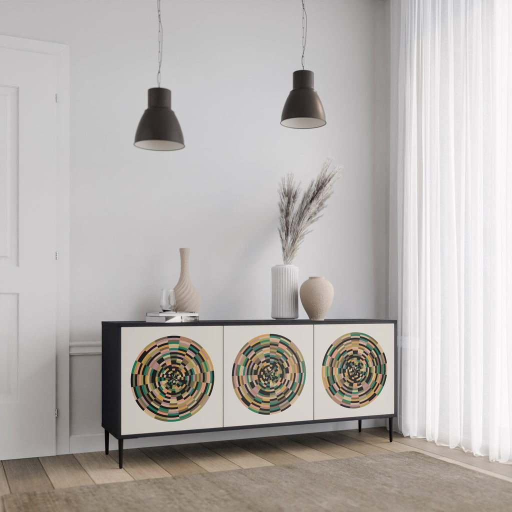 GREEN CIRCLES 3-türiges Sideboard in Schwarz
