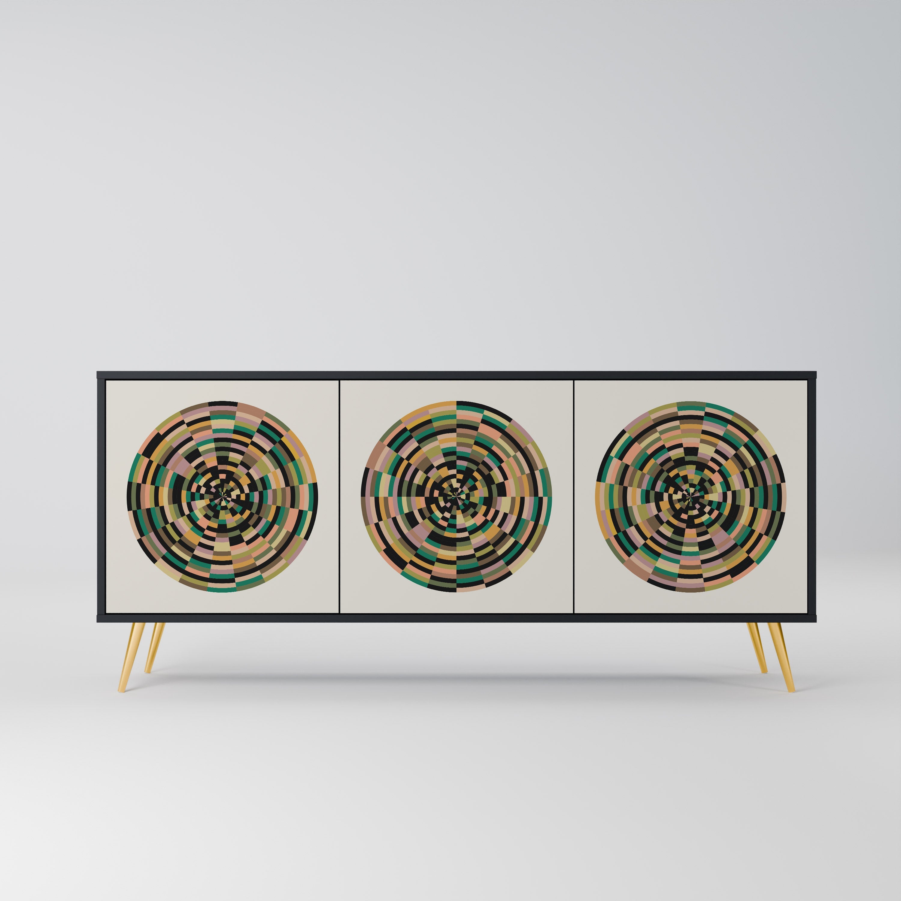 GREEN CIRCLES 3-türiges Sideboard in Schwarz