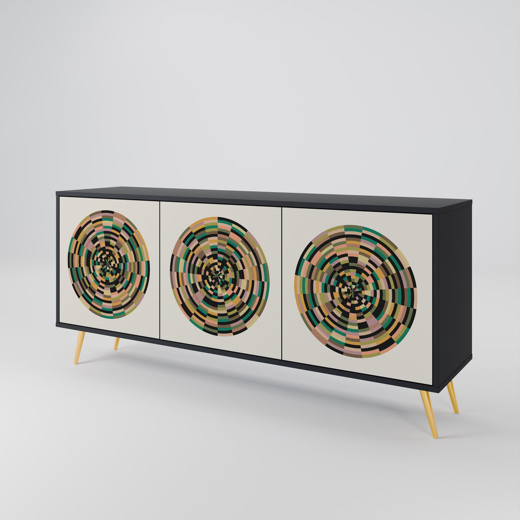 GREEN CIRCLES 3-türiges Sideboard in Schwarz