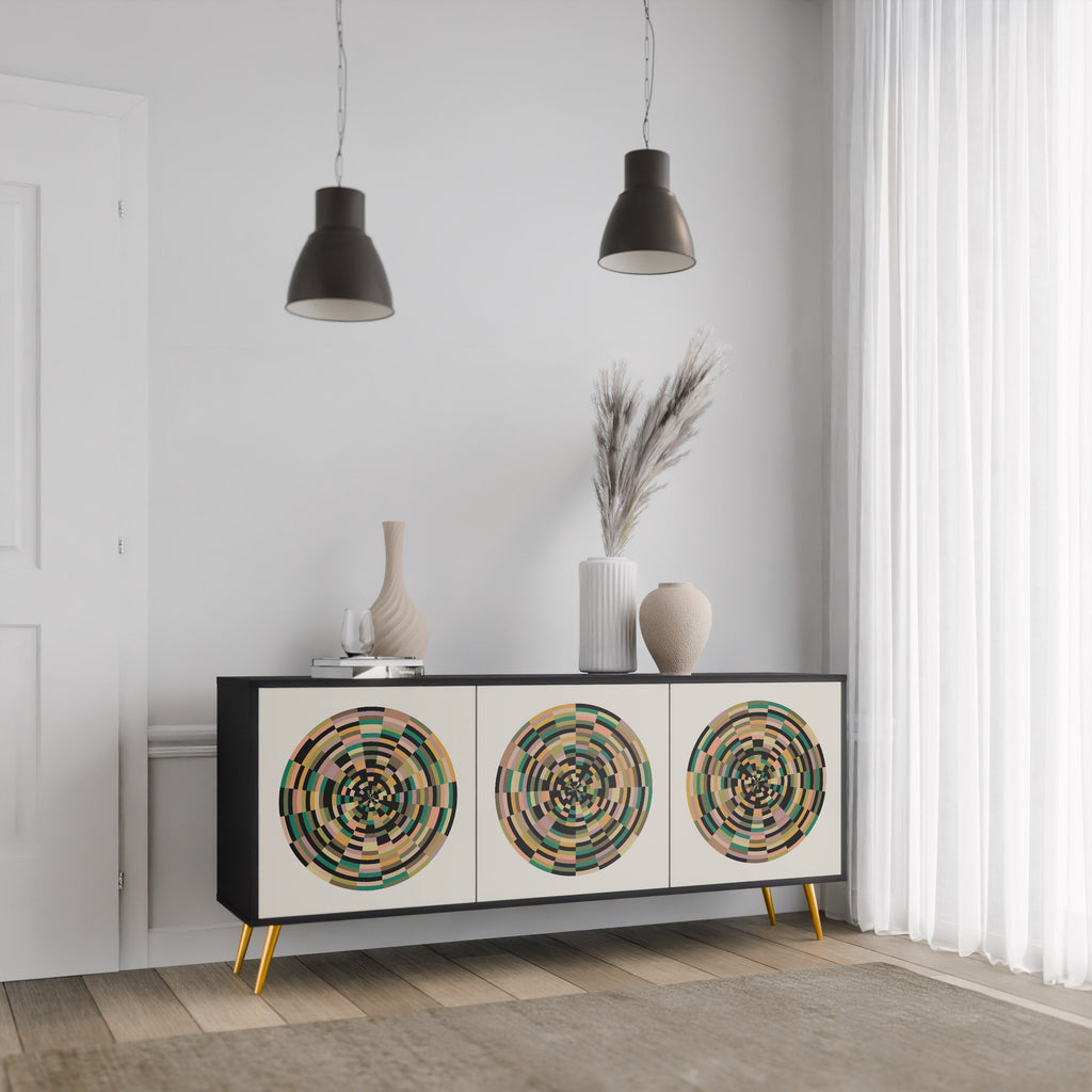 GREEN CIRCLES 3-türiges Sideboard in Schwarz