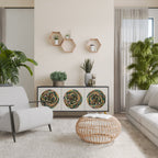 GREEN CIRCLES 3-Door Sideboard in Black Finish