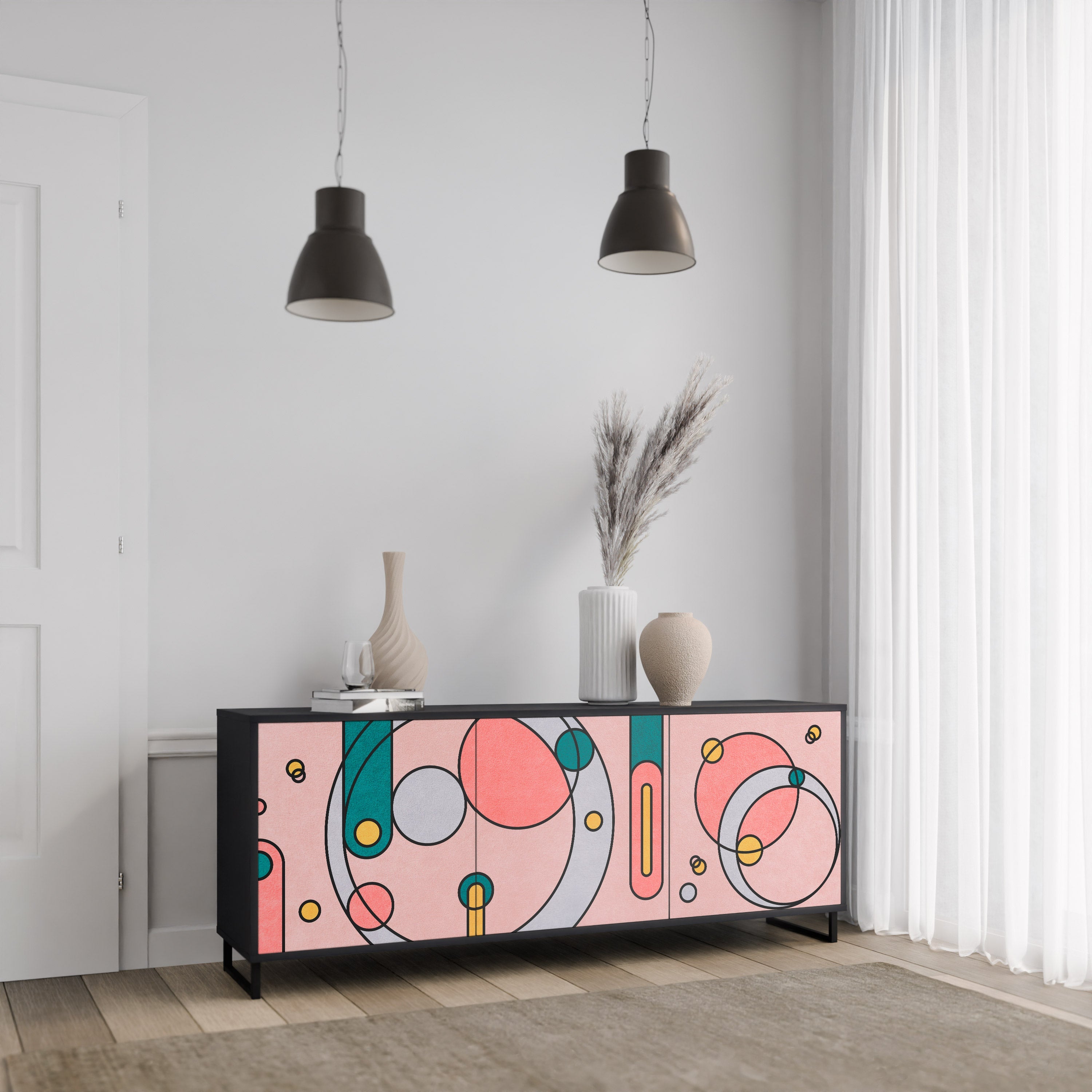 GOSSAMER ECHOES Sideboard mit 3 Türen in Schwarz