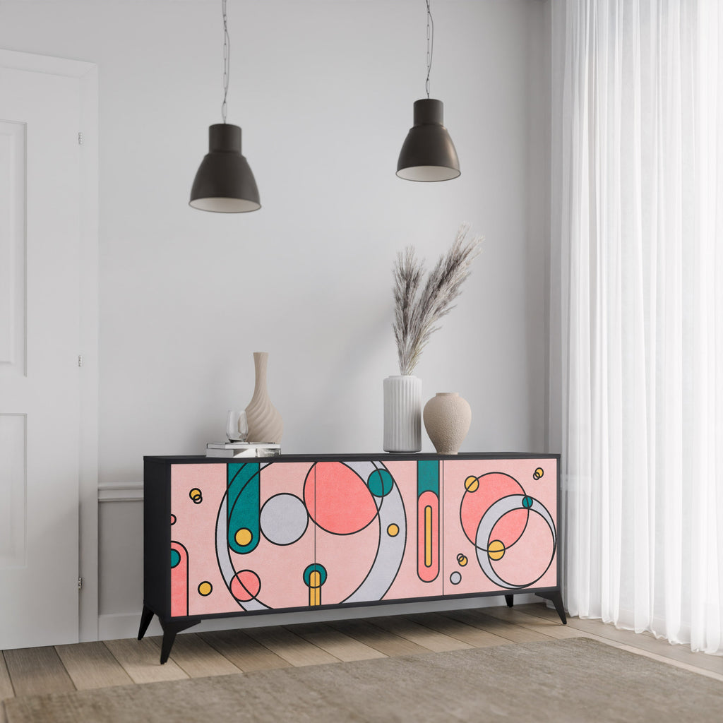 GOSSAMER ECHOES Sideboard mit 3 Türen in Schwarz