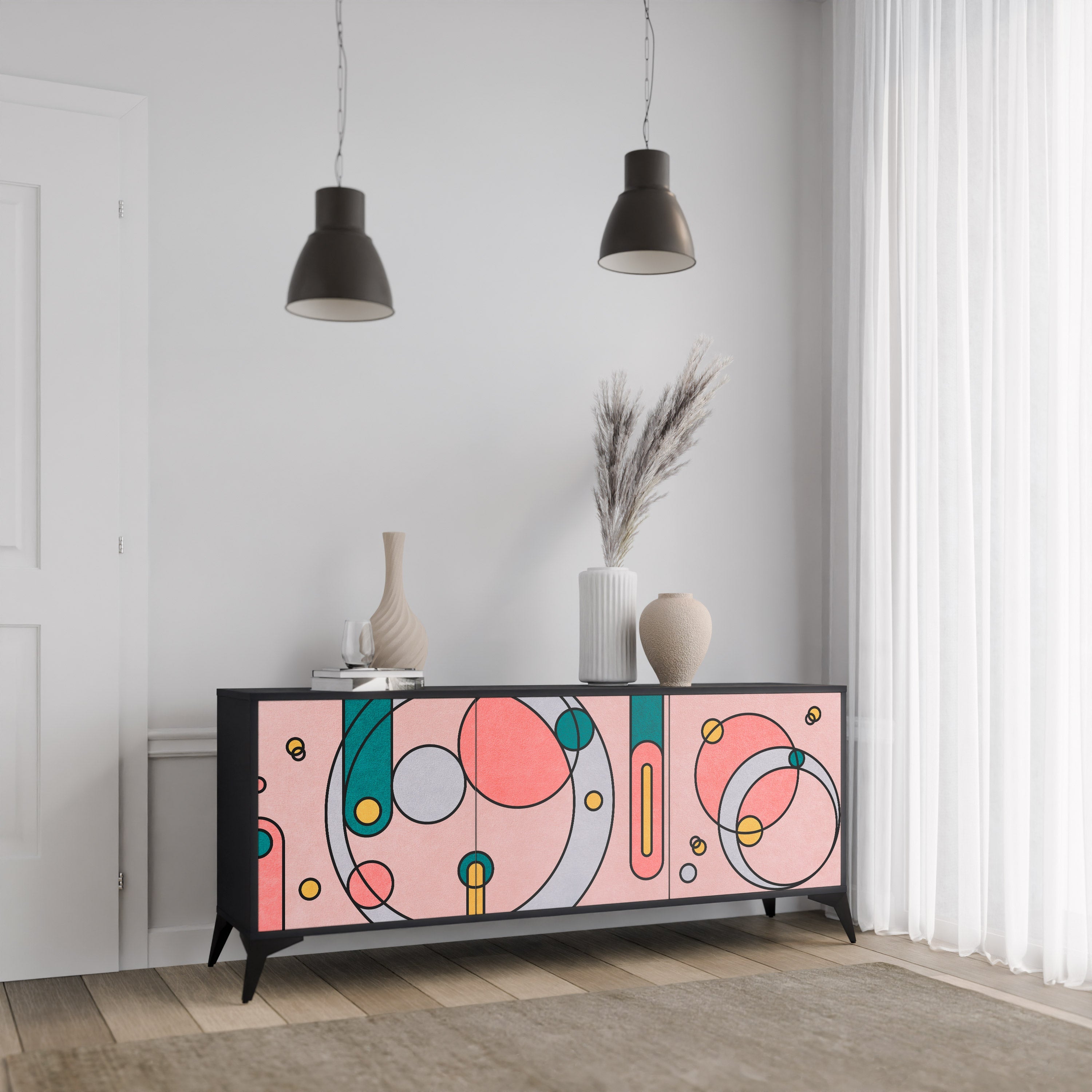 GOSSAMER ECHOES Sideboard mit 3 Türen in Schwarz