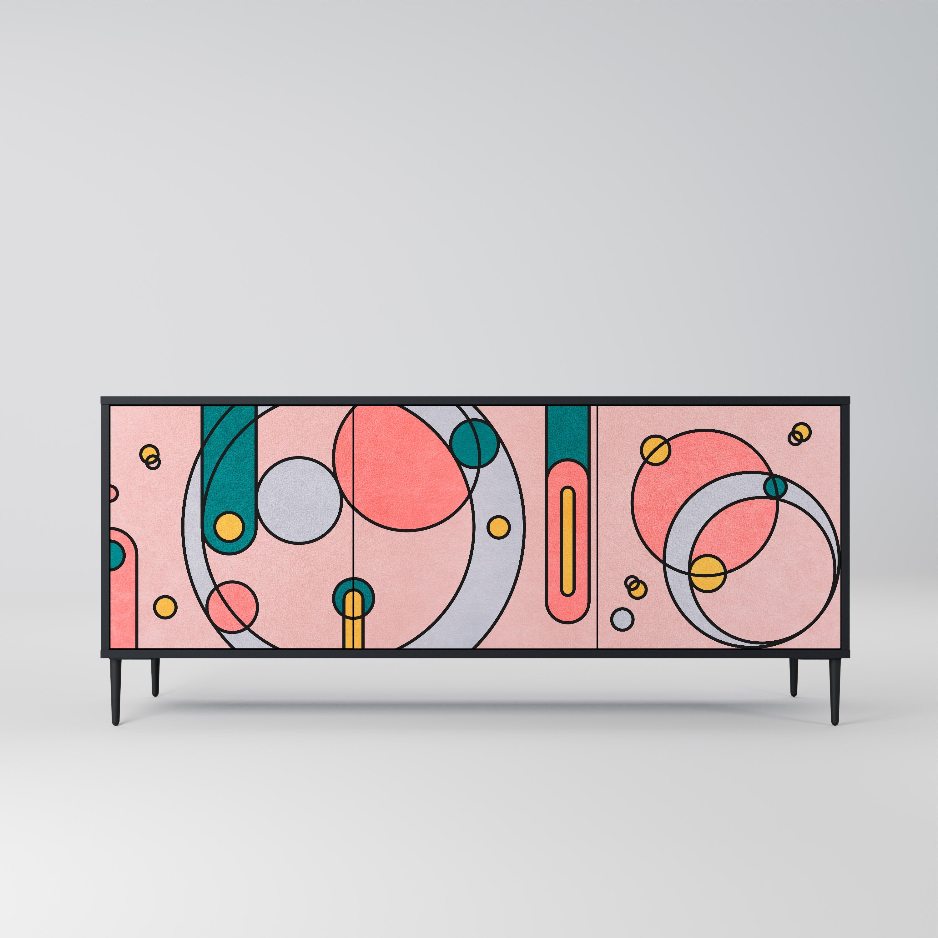 GOSSAMER ECHOES Sideboard mit 3 Türen in Schwarz