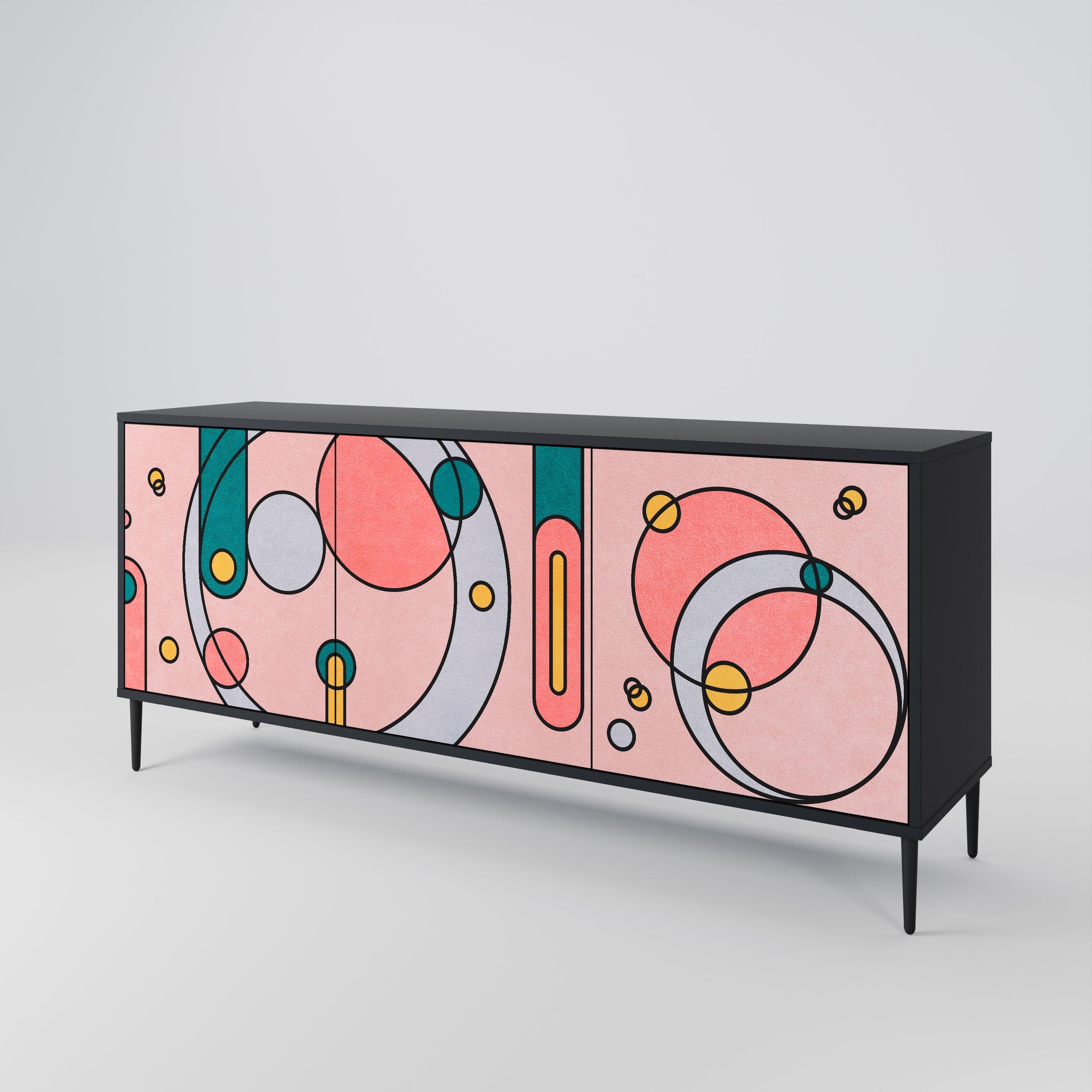 GOSSAMER ECHOES Sideboard mit 3 Türen in Schwarz