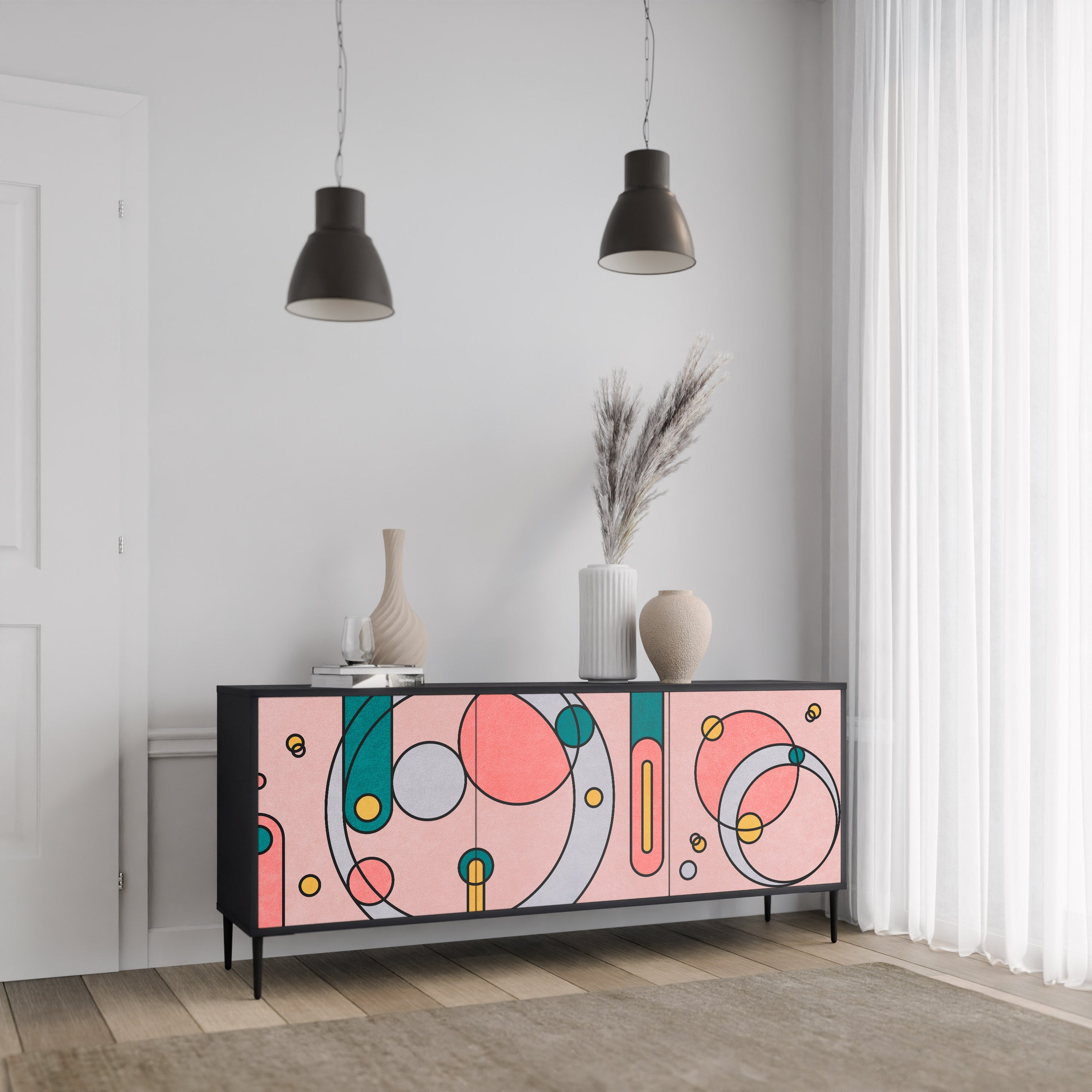 GOSSAMER ECHOES Sideboard mit 3 Türen in Schwarz