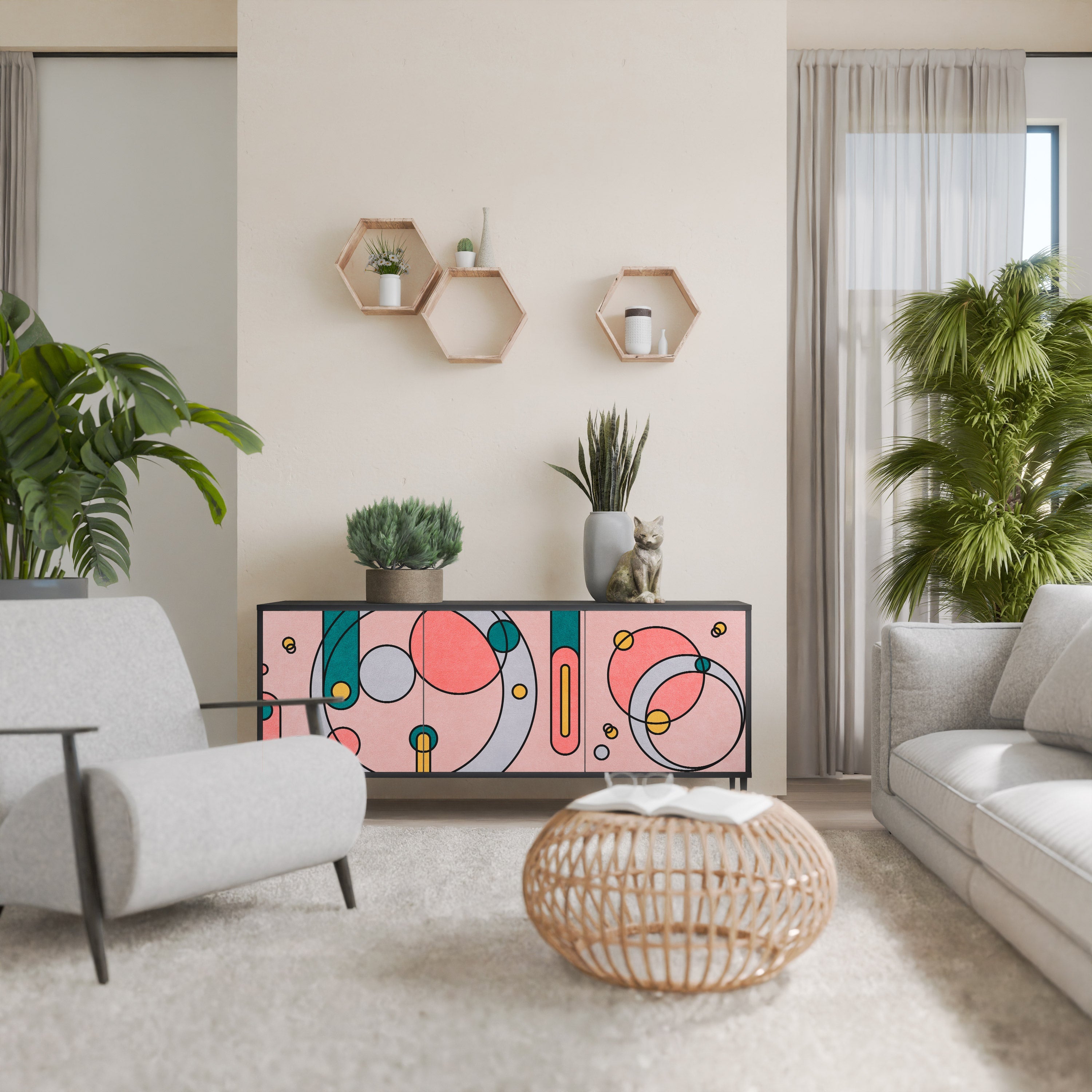 GOSSAMER ECHOES Sideboard mit 3 Türen in Schwarz