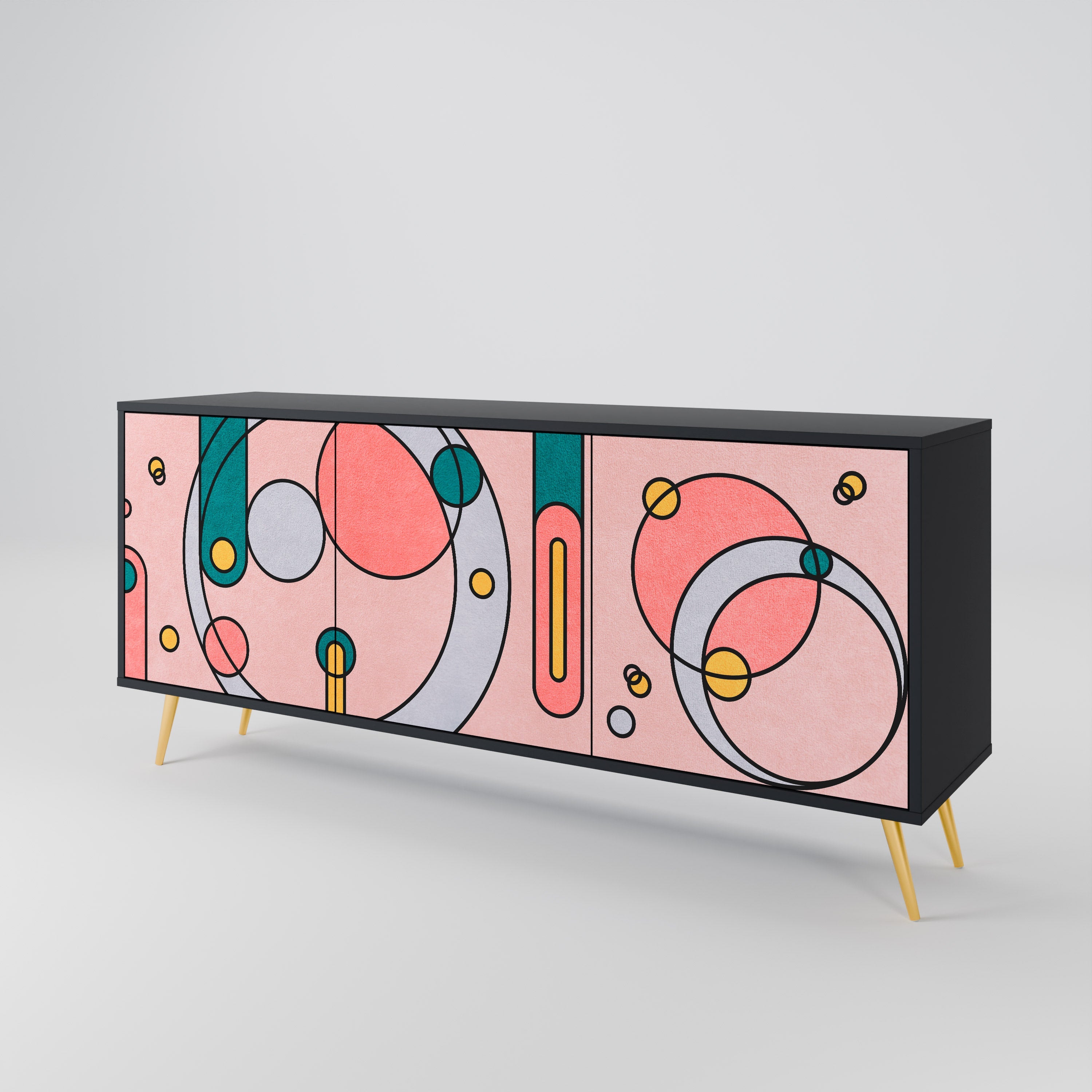 GOSSAMER ECHOES Sideboard mit 3 Türen in Schwarz