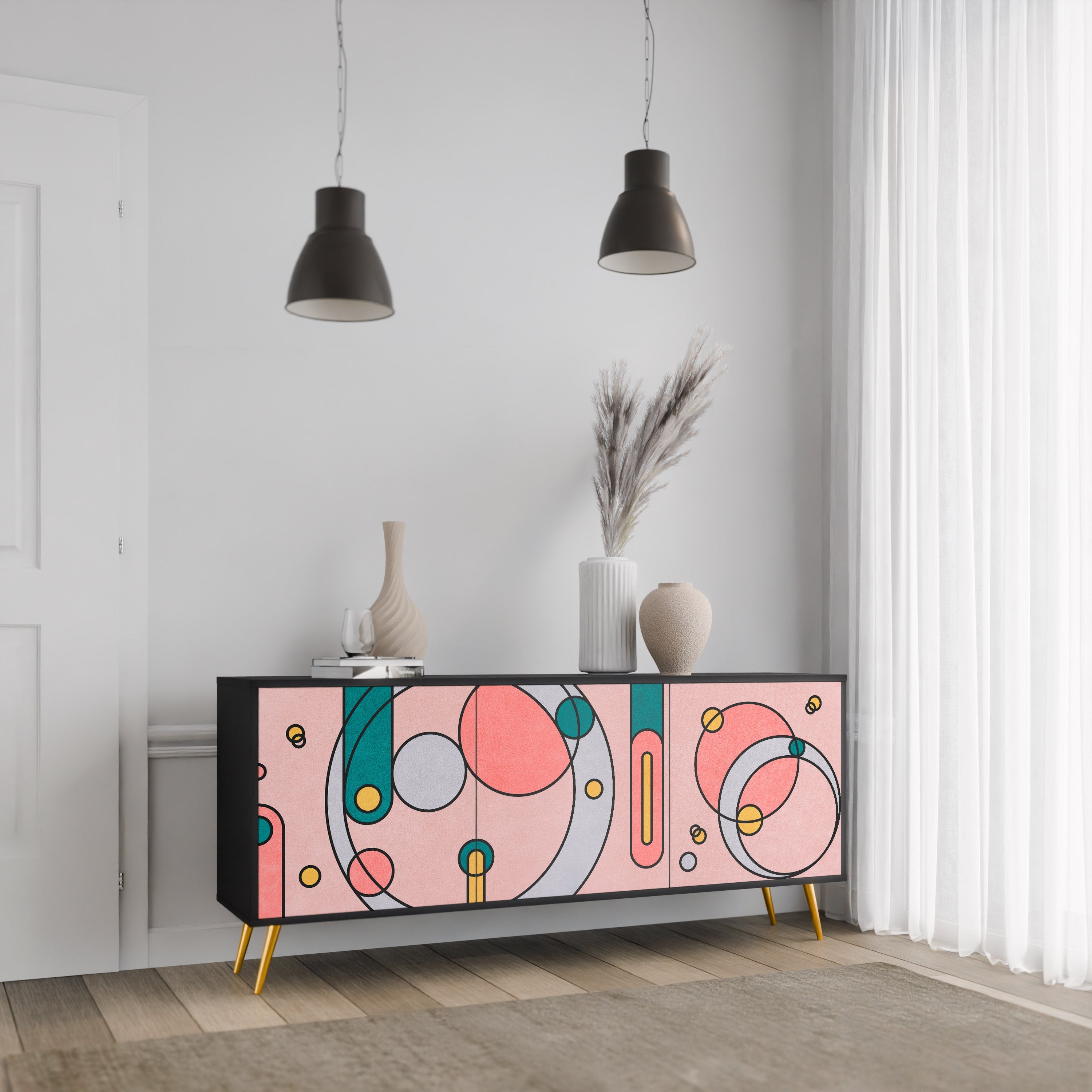 GOSSAMER ECHOES Sideboard mit 3 Türen in Schwarz