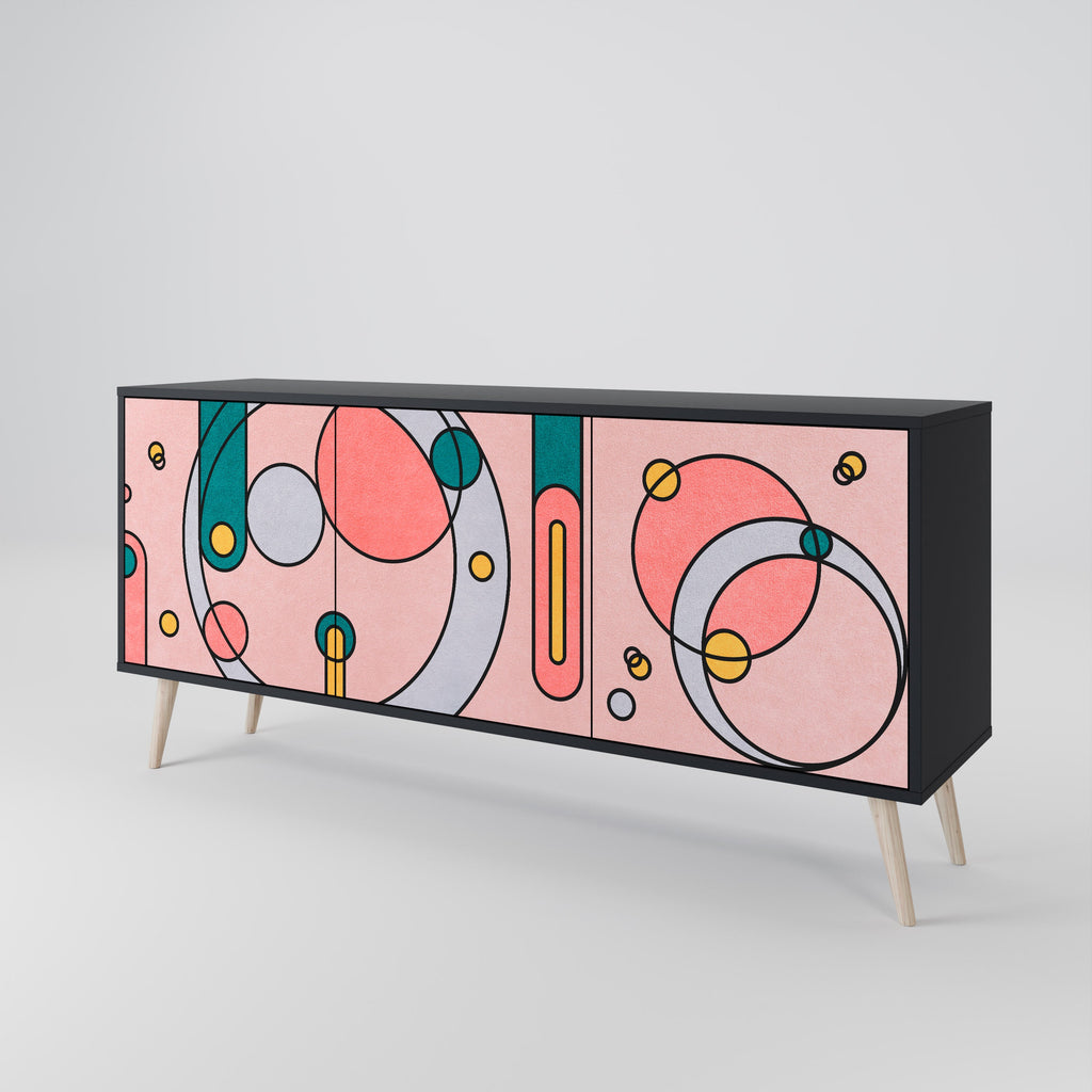 GOSSAMER ECHOES Sideboard mit 3 Türen in Schwarz