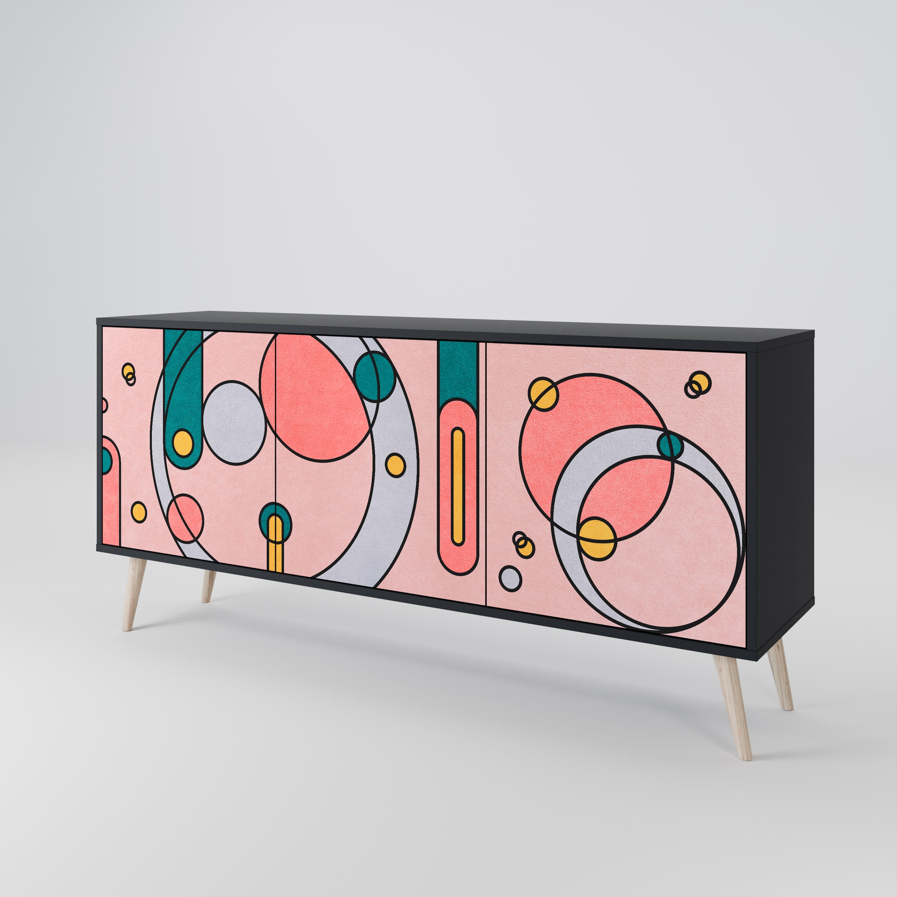 GOSSAMER ECHOES Sideboard mit 3 Türen in Schwarz