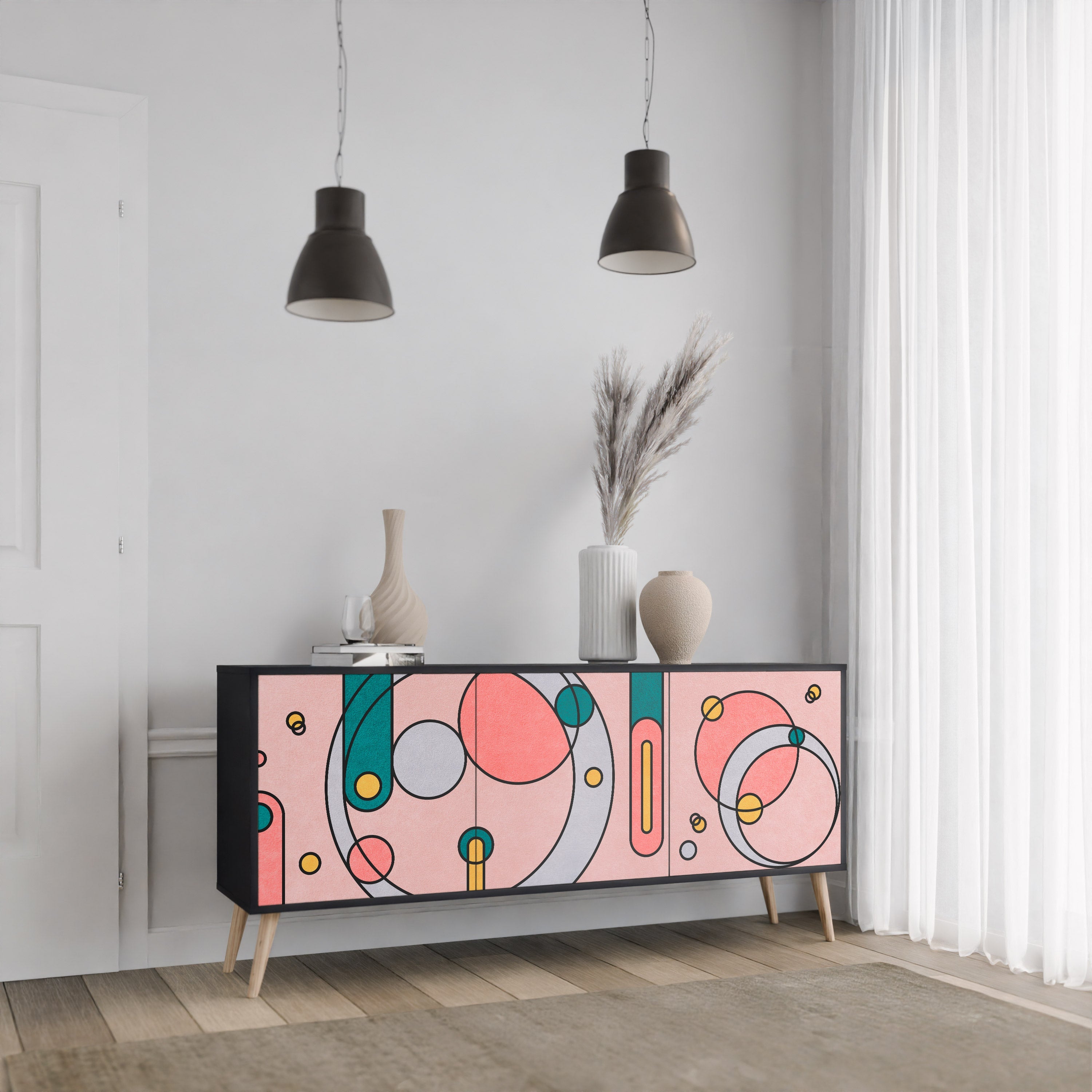 GOSSAMER ECHOES Sideboard mit 3 Türen in Schwarz