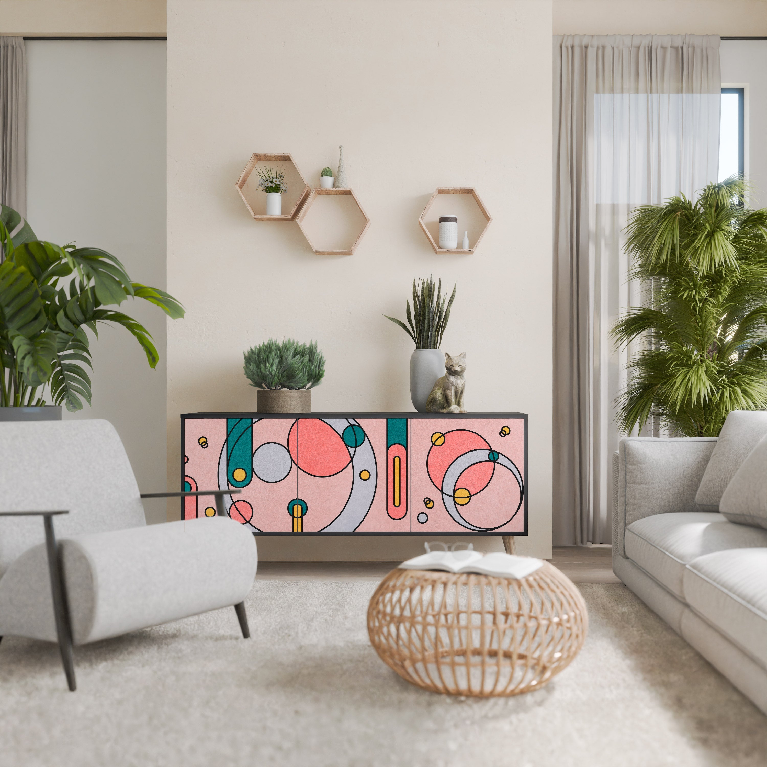 GOSSAMER ECHOES Sideboard mit 3 Türen in Schwarz