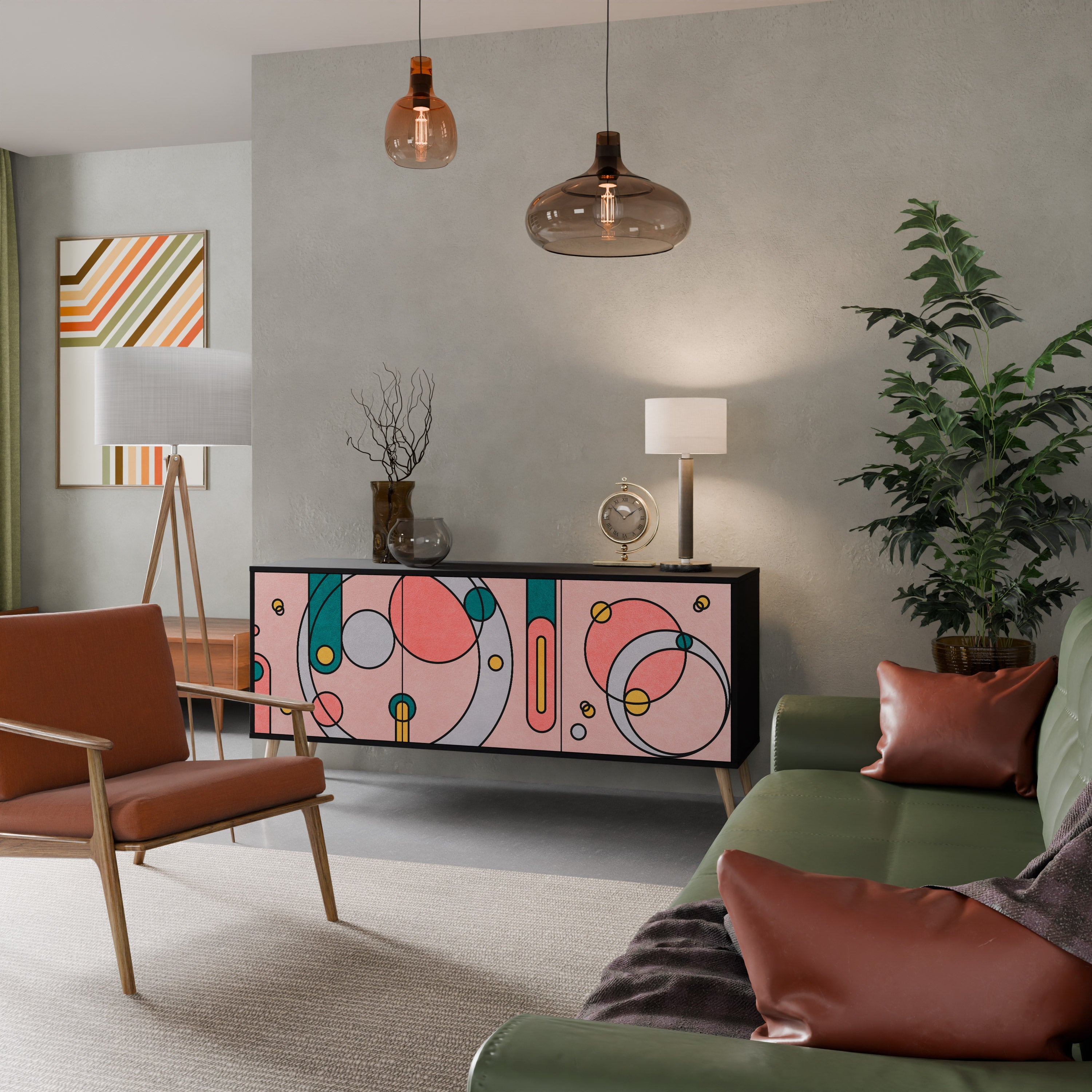 GOSSAMER ECHOES Sideboard mit 3 Türen in Schwarz