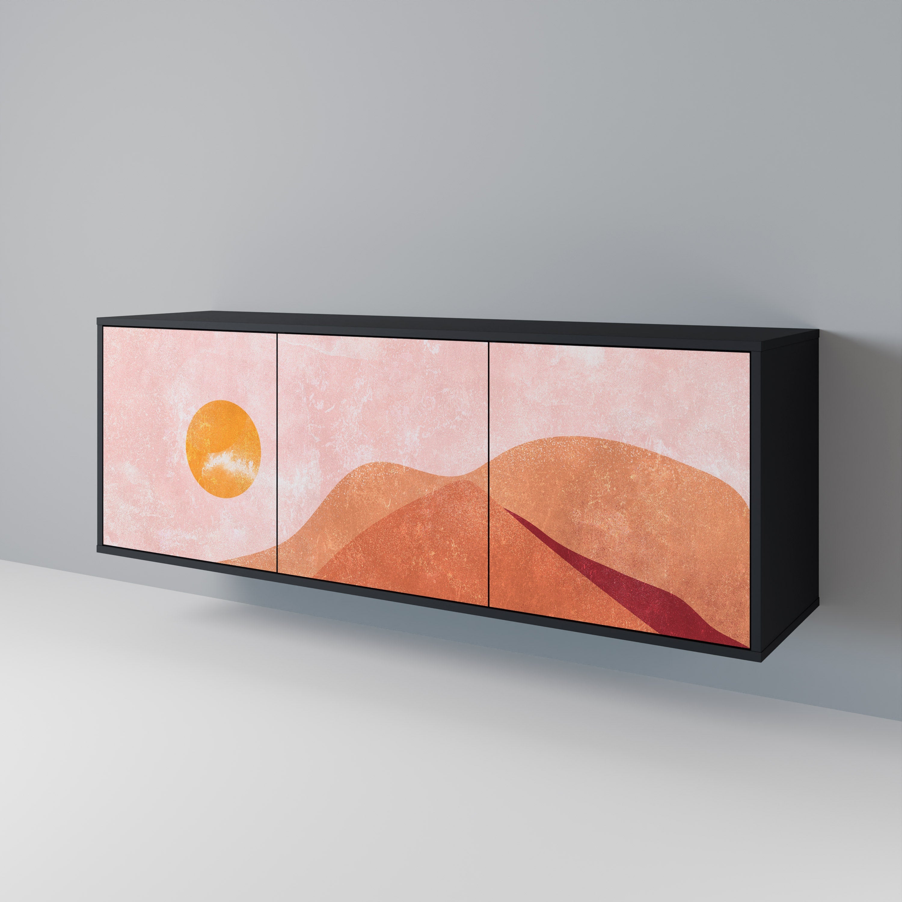 LUMINOUS SUNLIGHT 3-türiges Sideboard in Schwarz