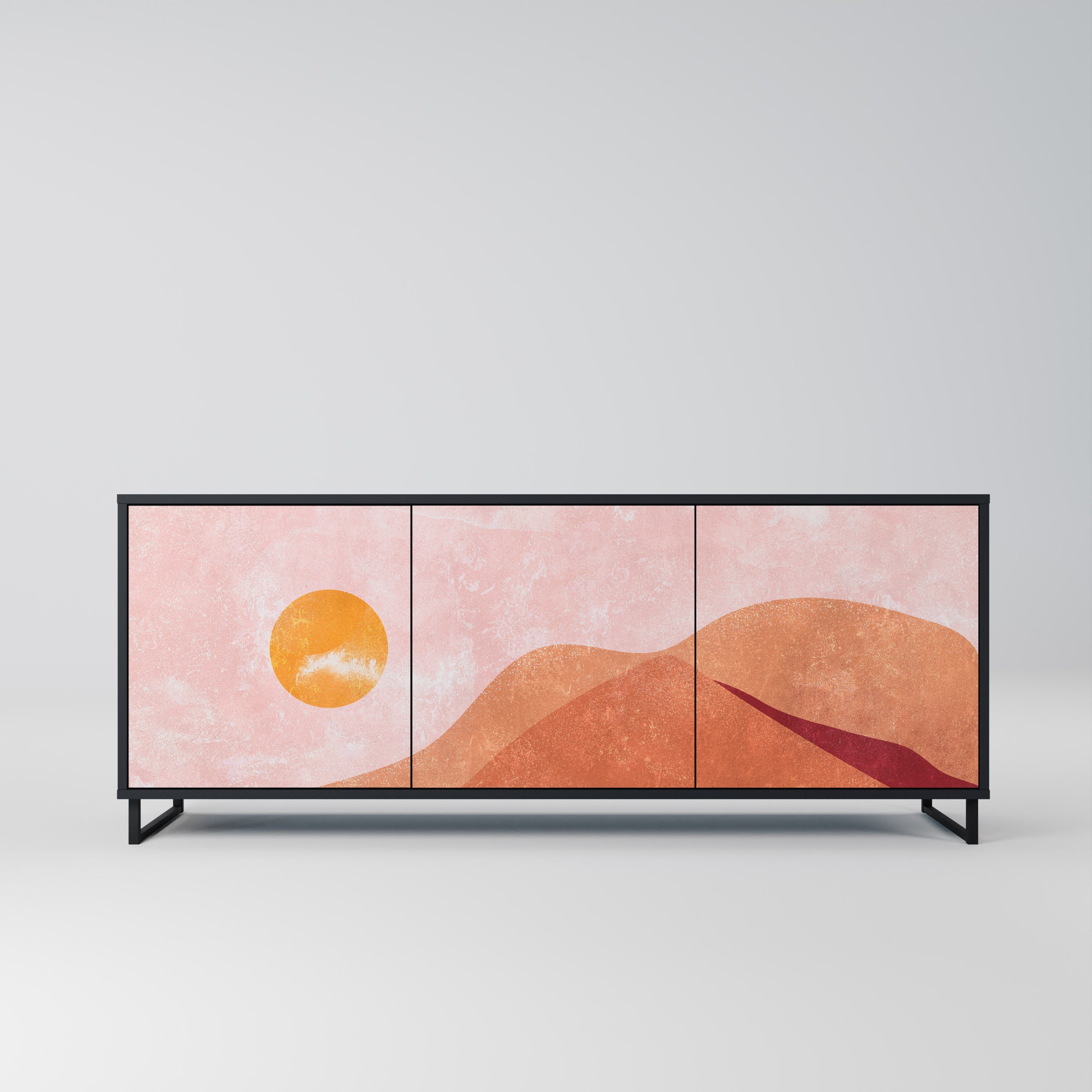 LUMINOUS SUNLIGHT 3-türiges Sideboard in Schwarz