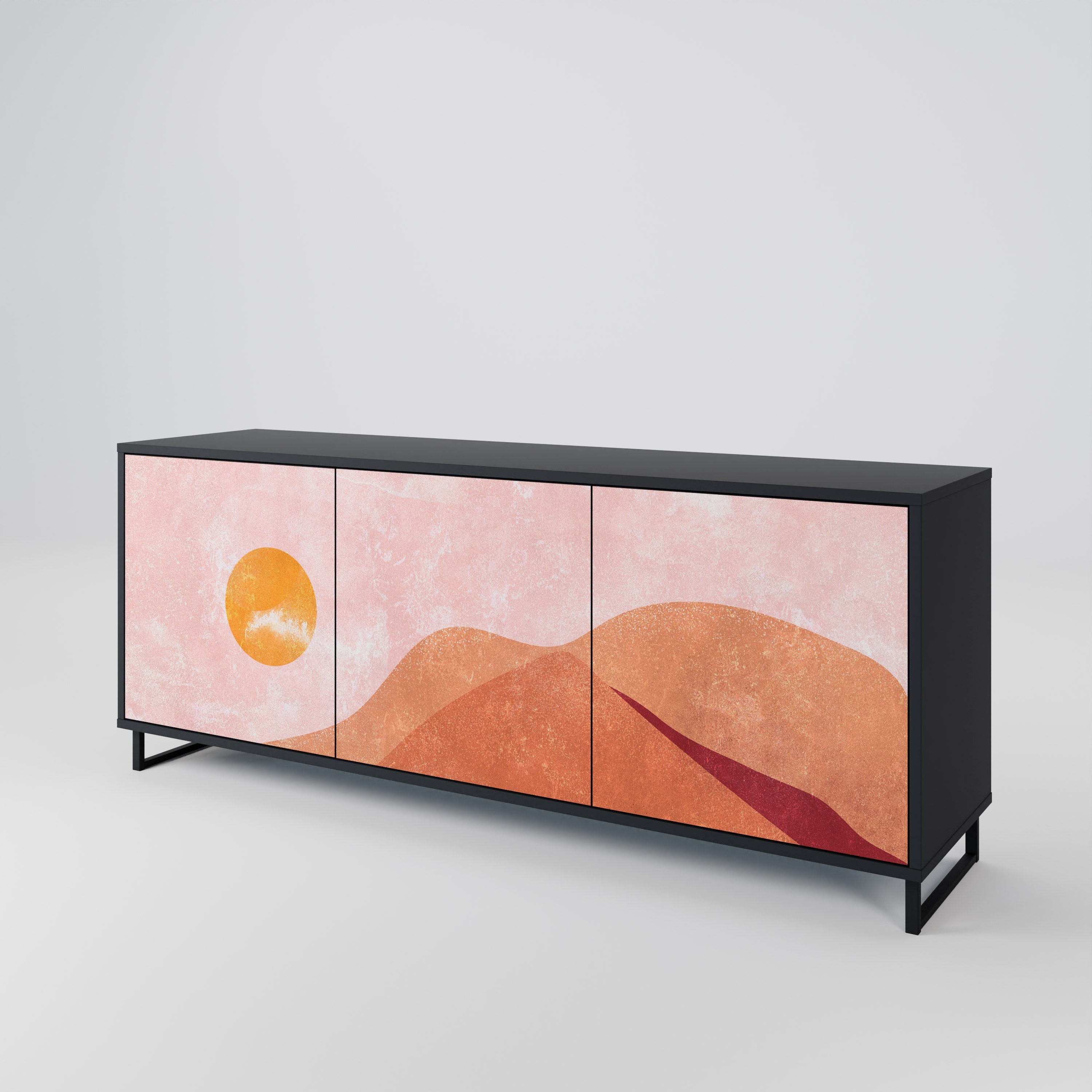 LUMINOUS SUNLIGHT 3-türiges Sideboard in Schwarz