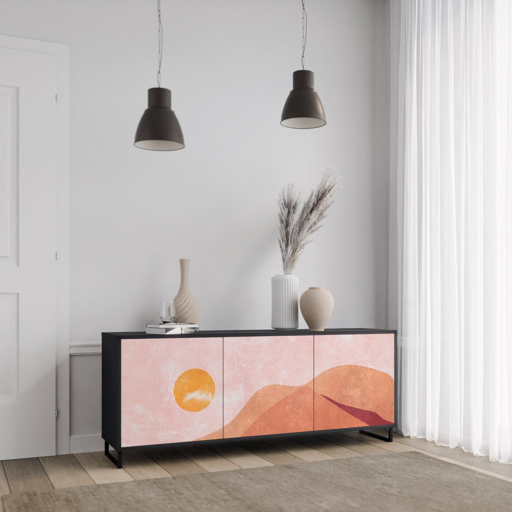 LUMINOUS SUNLIGHT 3-türiges Sideboard in Schwarz