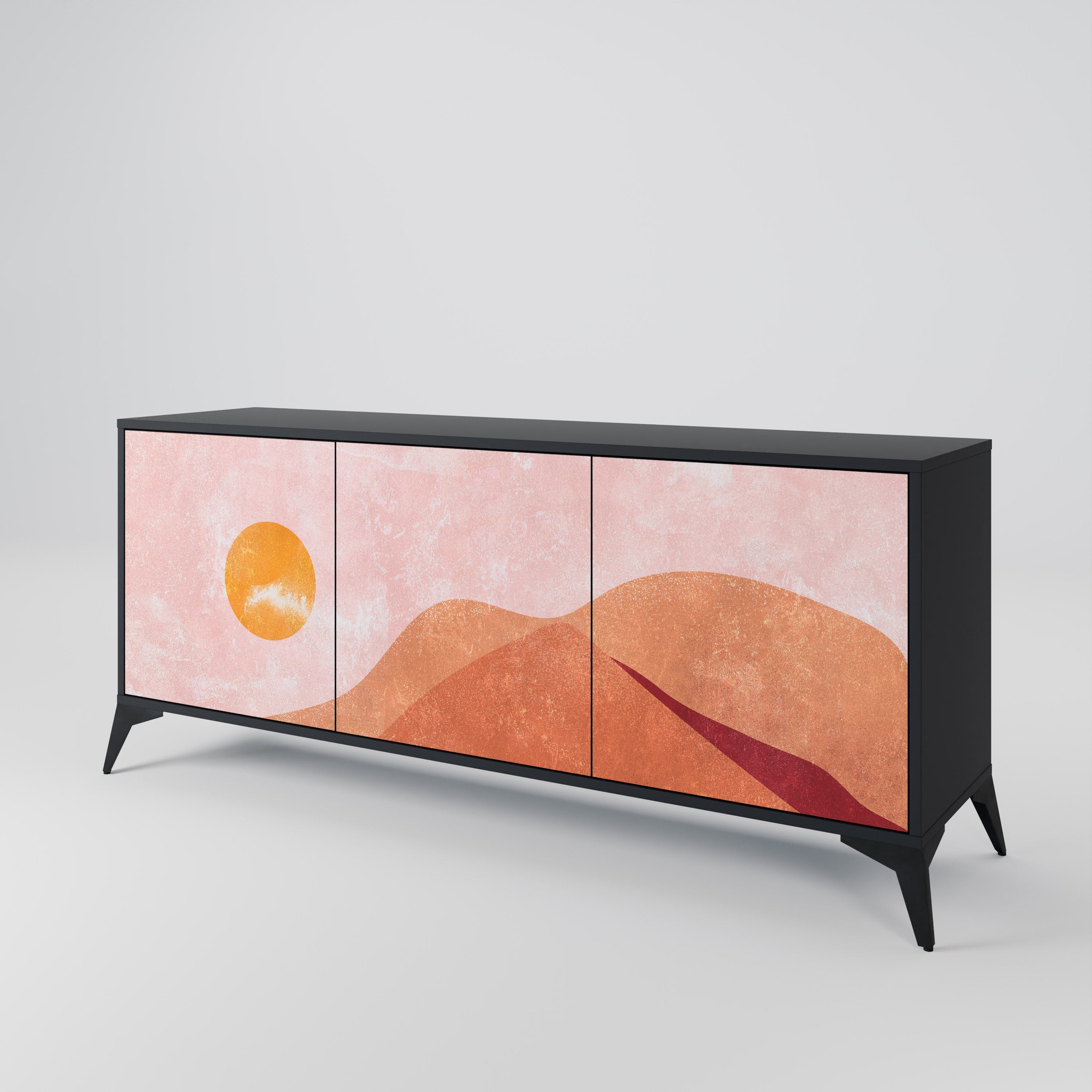 LUMINOUS SUNLIGHT 3-türiges Sideboard in Schwarz