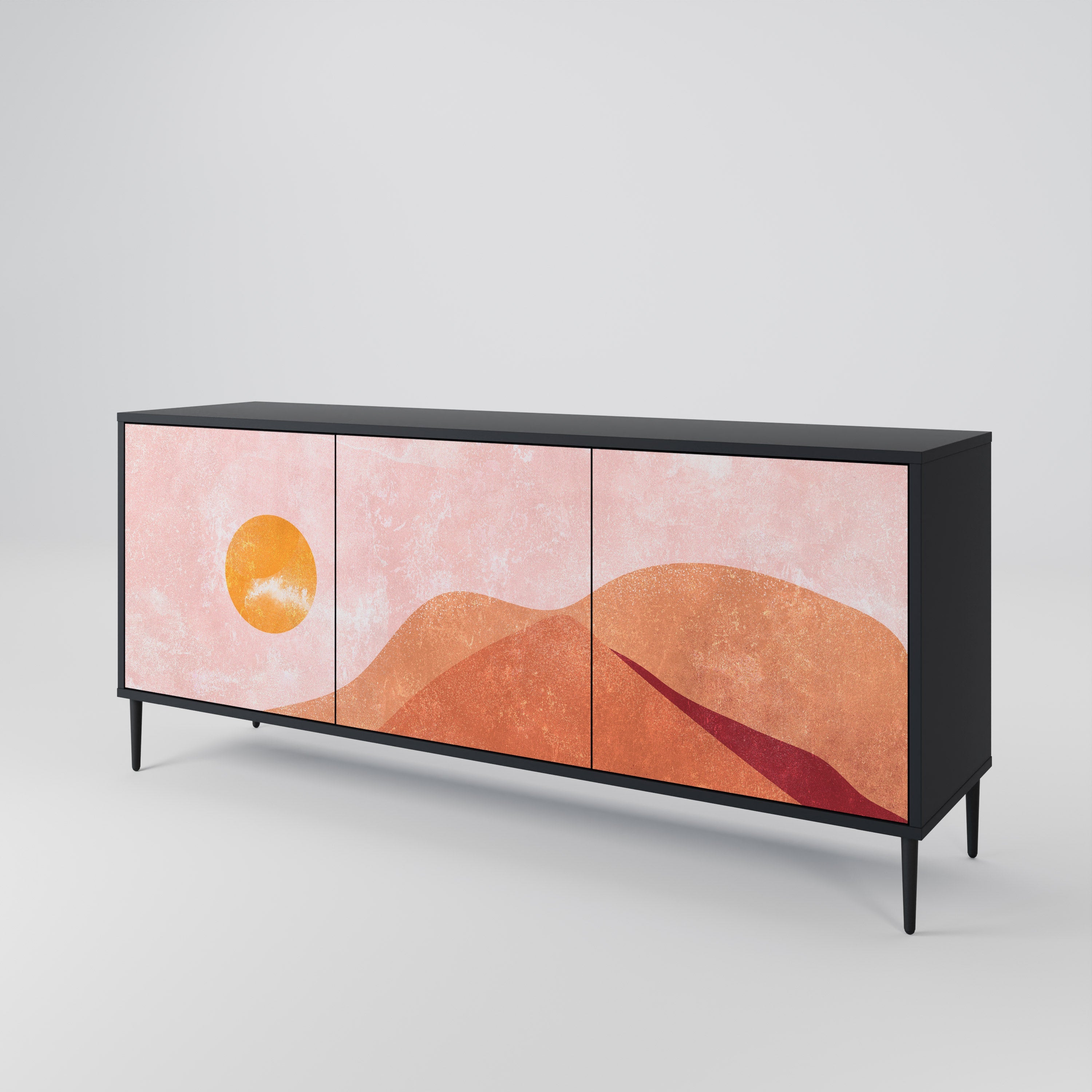 LUMINOUS SUNLIGHT 3-türiges Sideboard in Schwarz