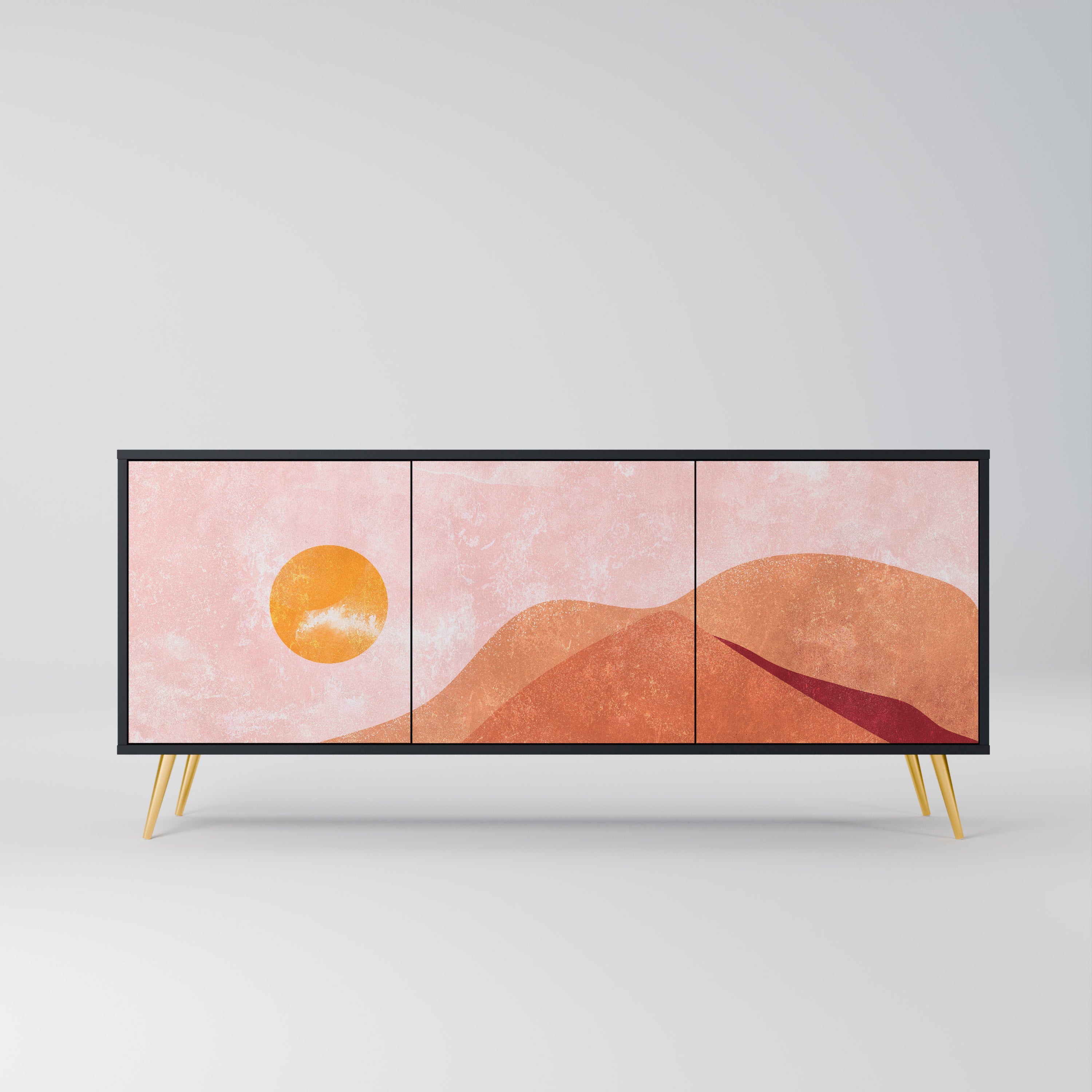 LUMINOUS SUNLIGHT 3-türiges Sideboard in Schwarz
