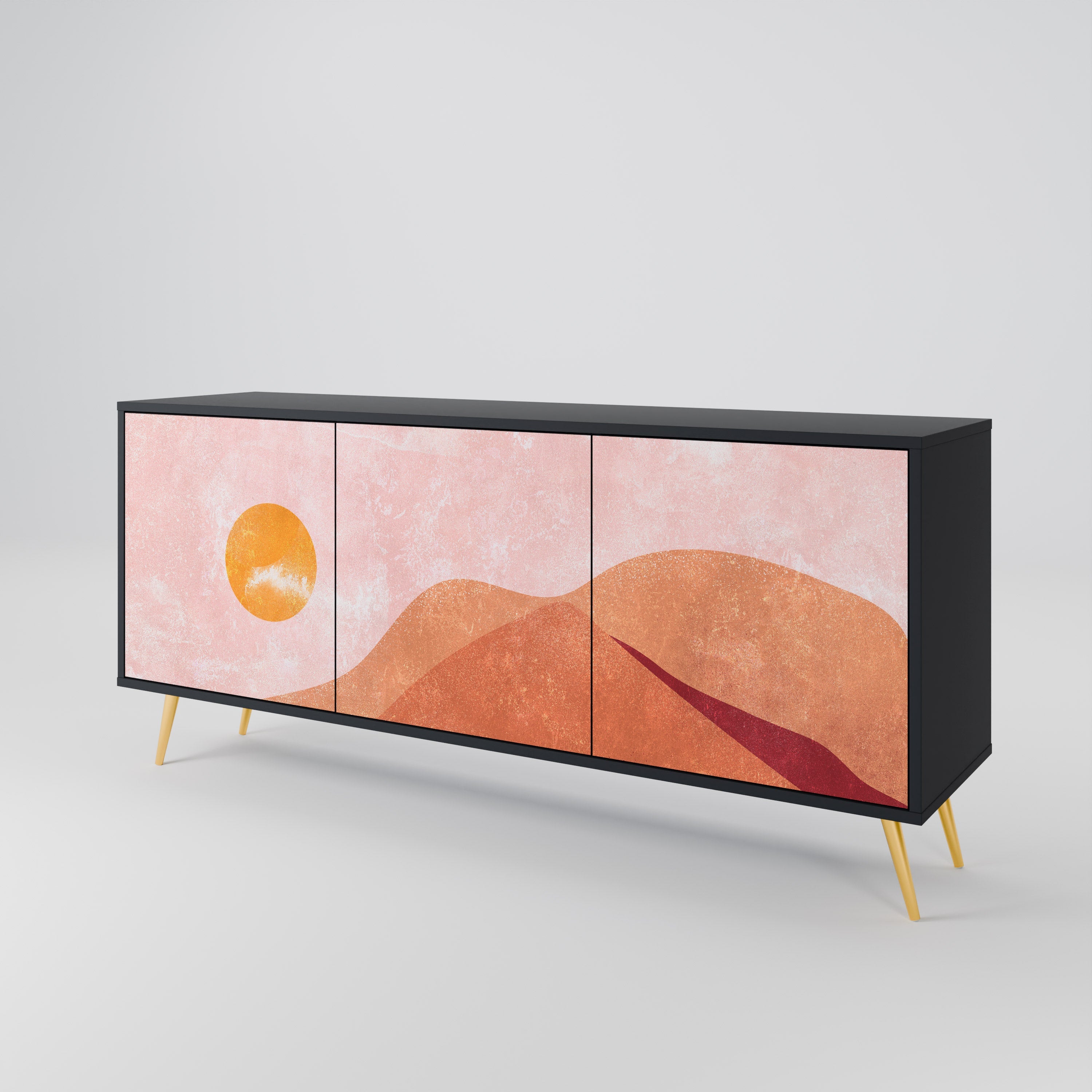 LUMINOUS SUNLIGHT 3-türiges Sideboard in Schwarz
