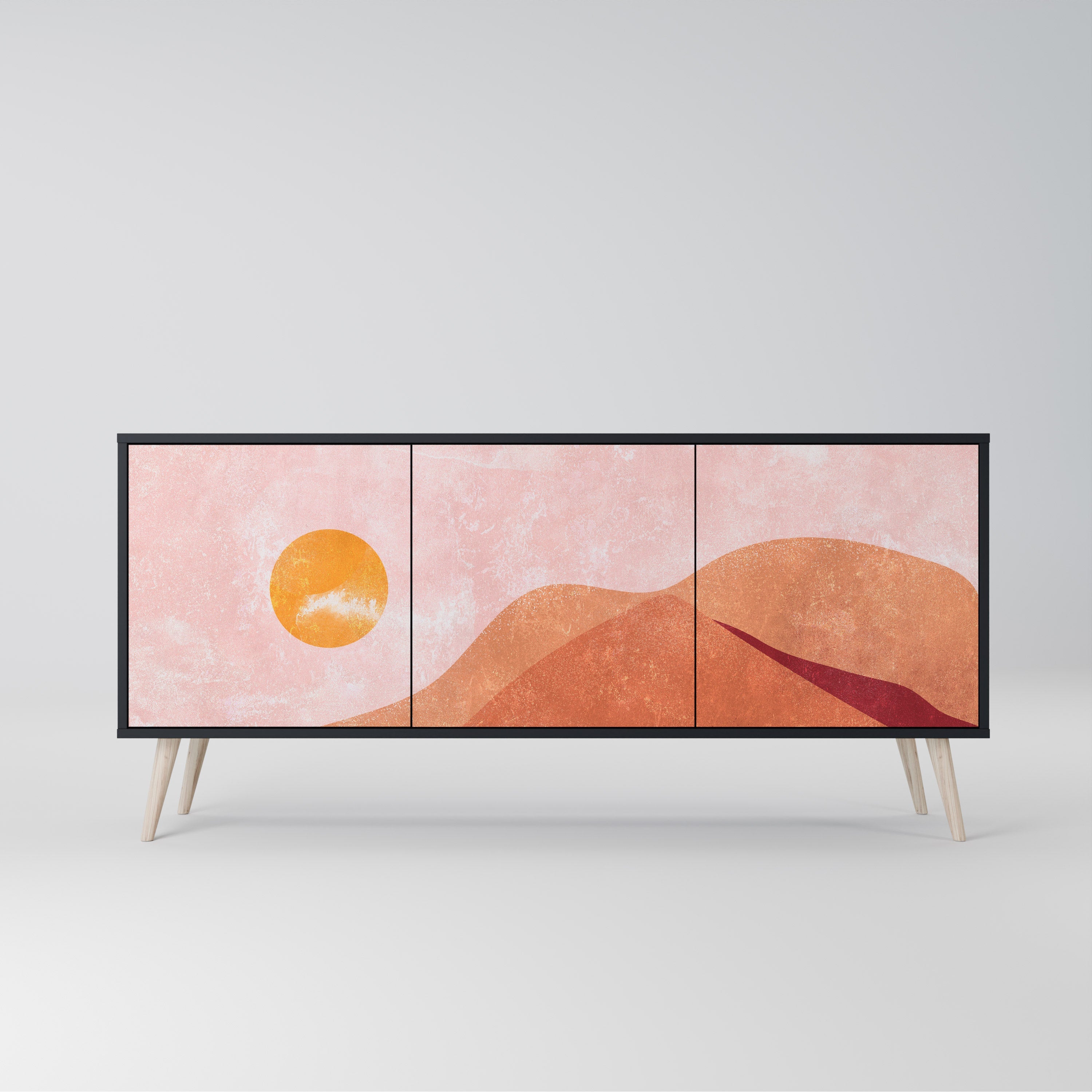 LUMINOUS SUNLIGHT 3-türiges Sideboard in Schwarz