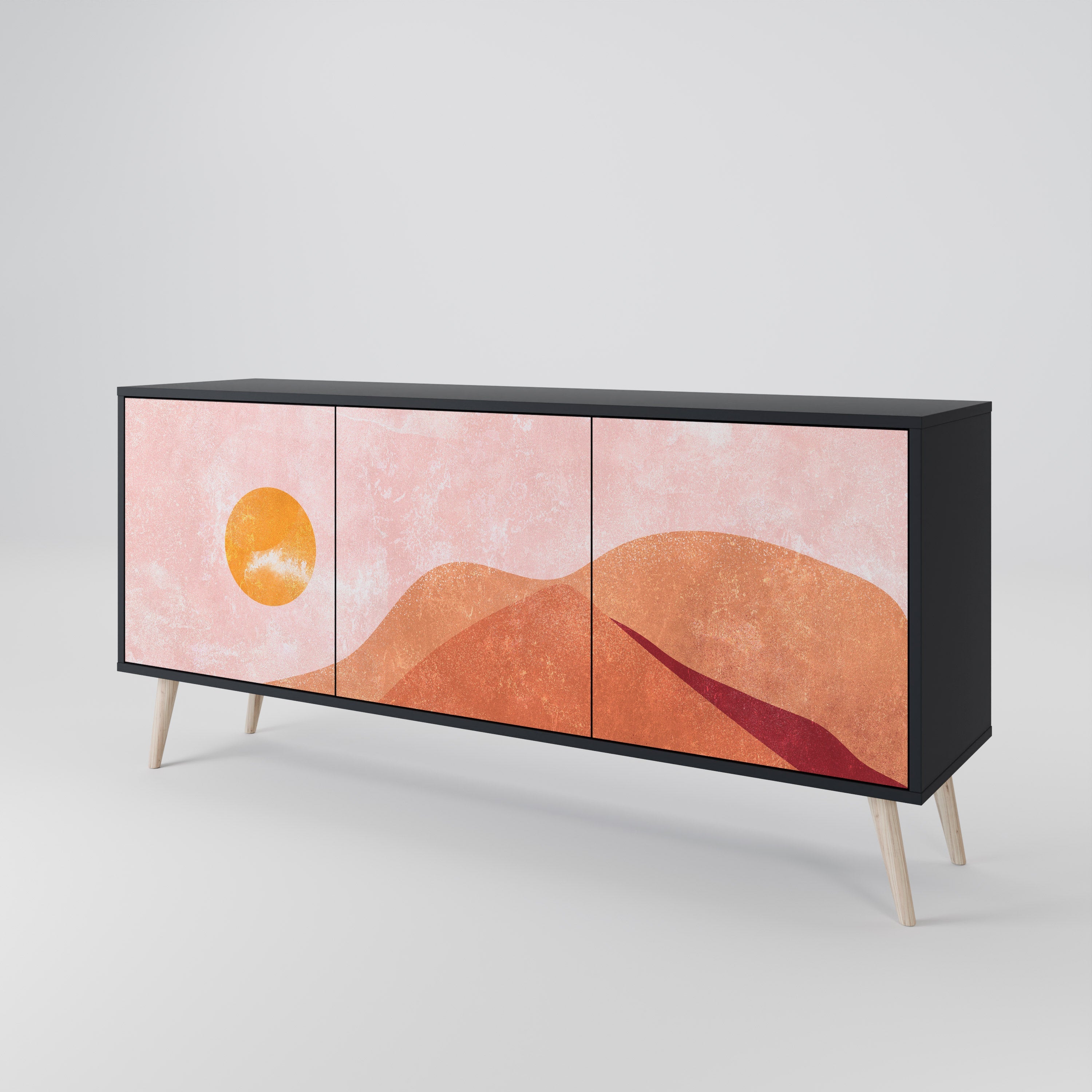 LUMINOUS SUNLIGHT 3-türiges Sideboard in Schwarz