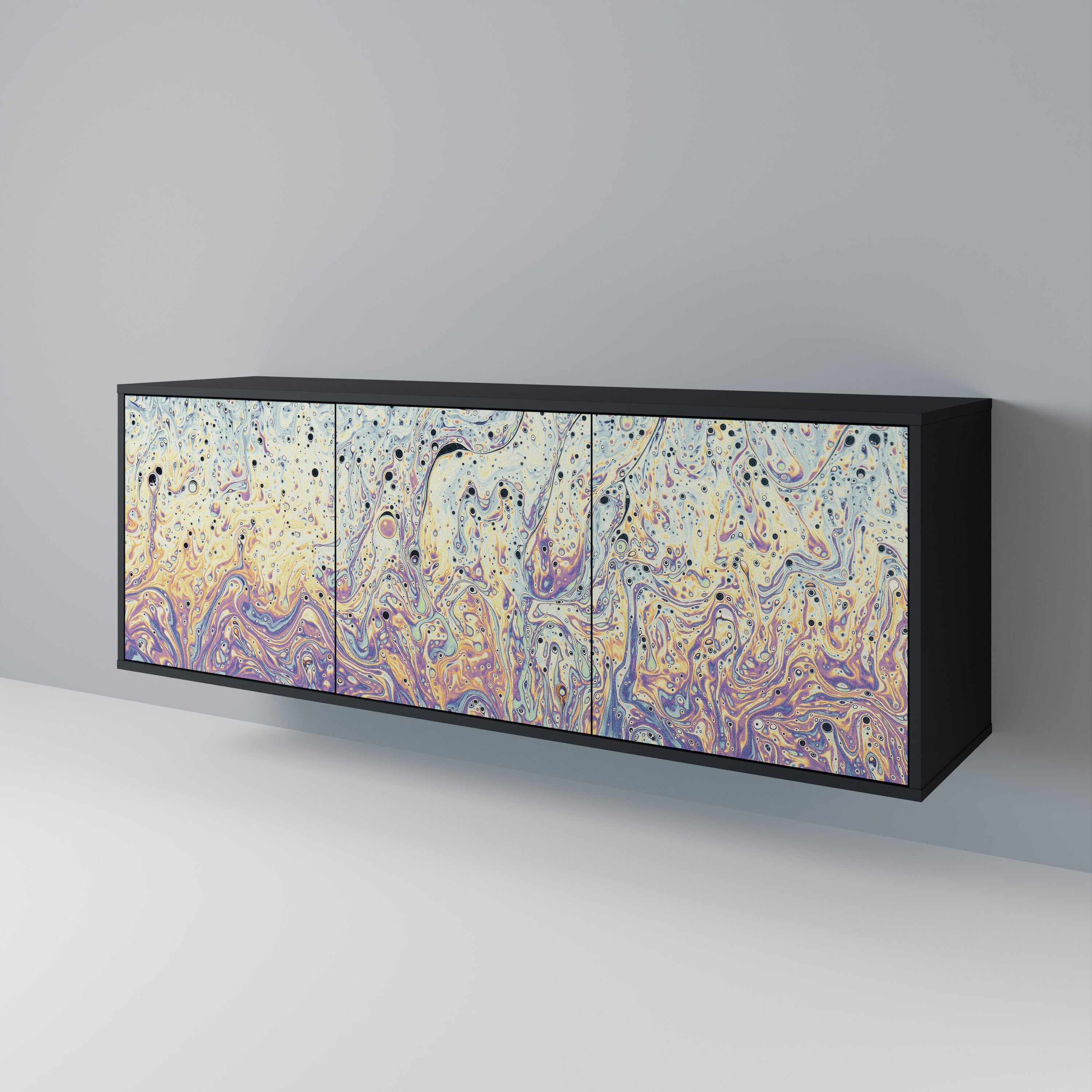 MOSAIC OF COLORS 3-türiges Sideboard in Schwarz