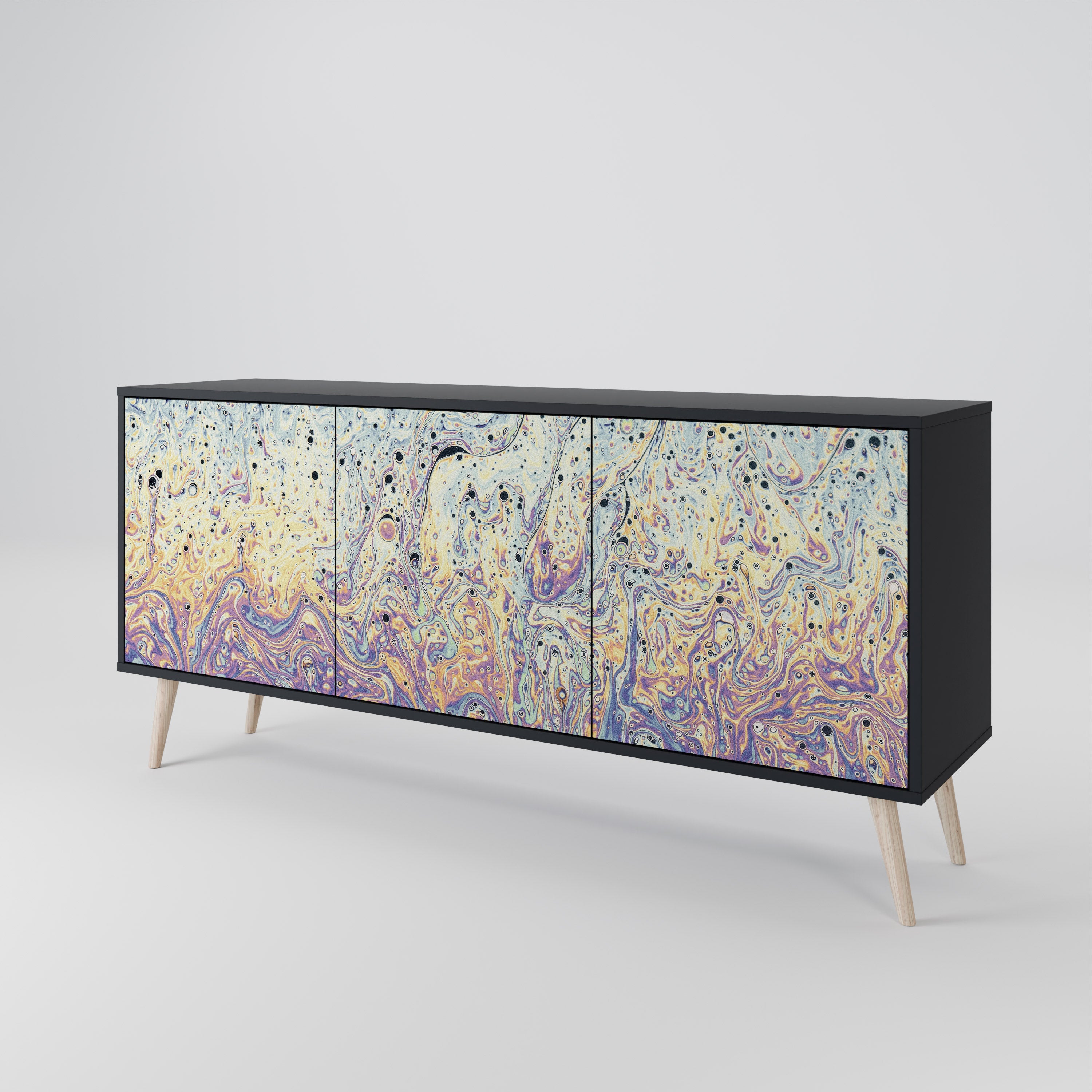 MOSAIC OF COLORS 3-türiges Sideboard in Schwarz