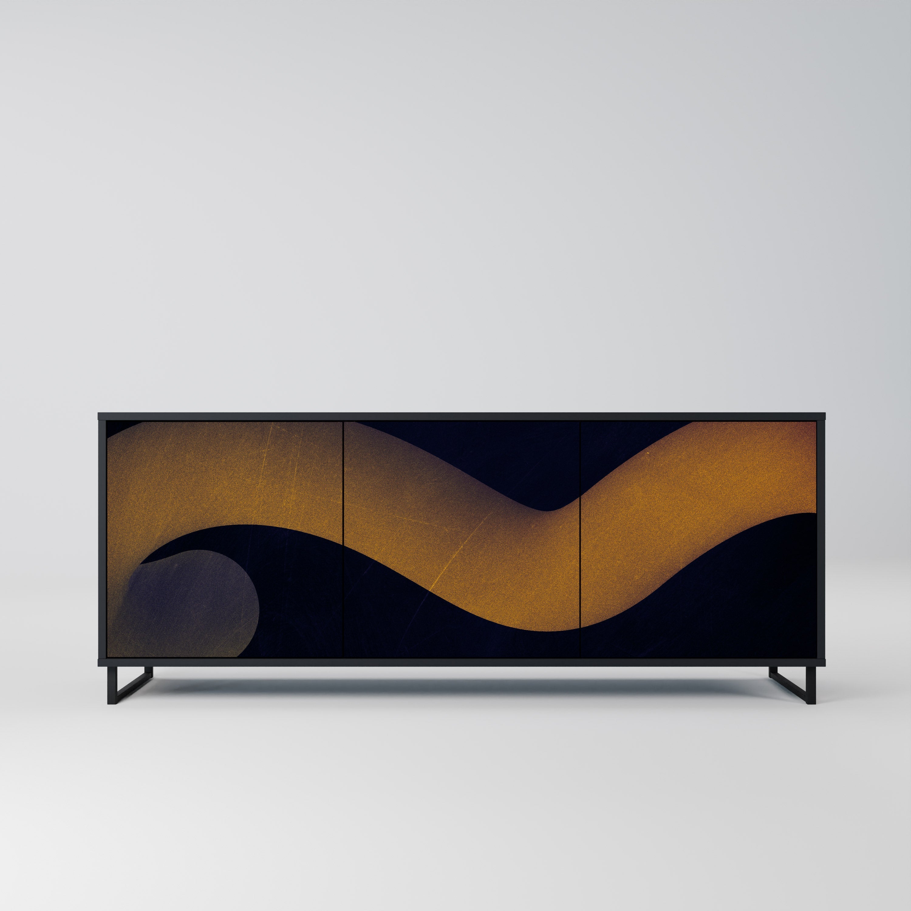 HOLLOW TIME 3-türiges Sideboard in Schwarz