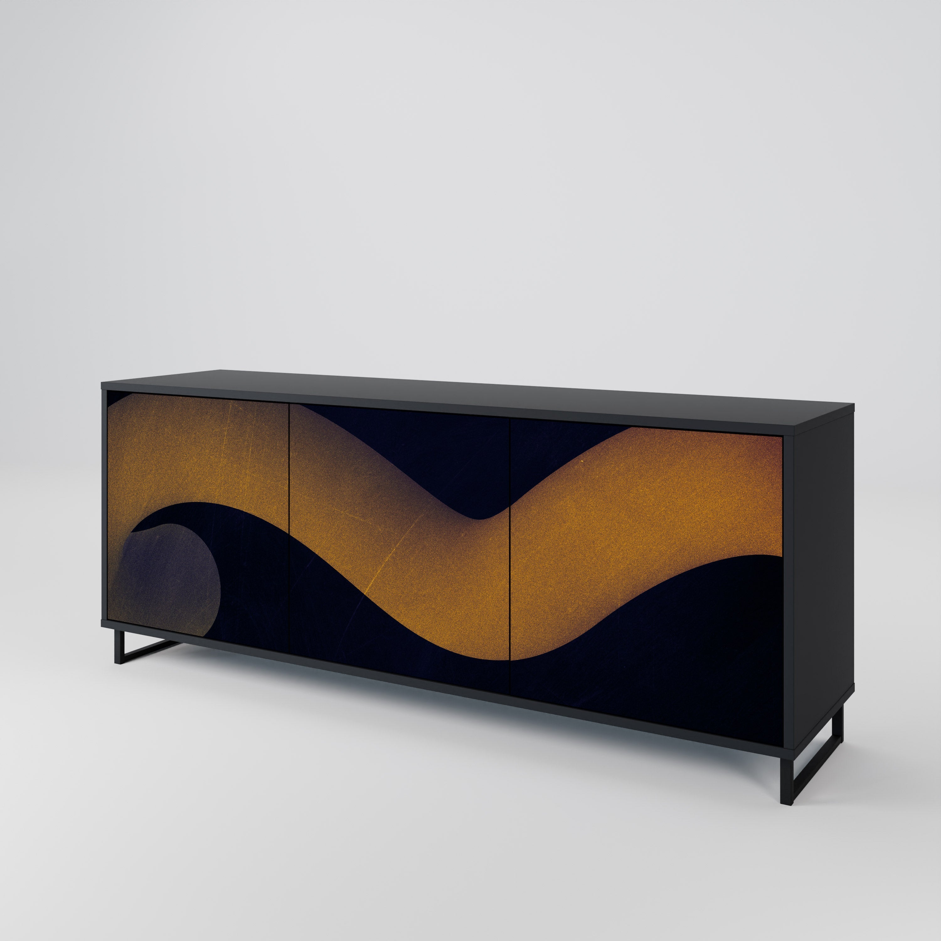 HOLLOW TIME 3-türiges Sideboard in Schwarz