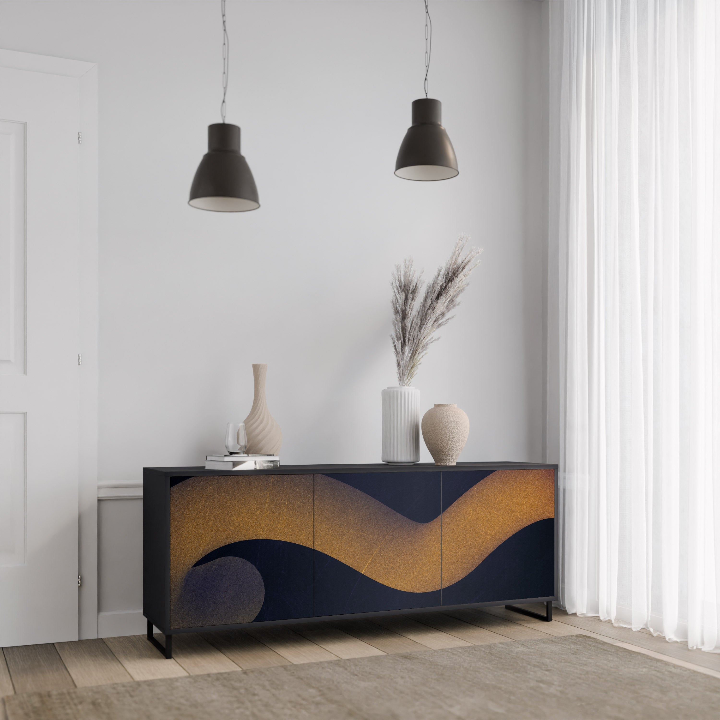 HOLLOW TIME 3-türiges Sideboard in Schwarz